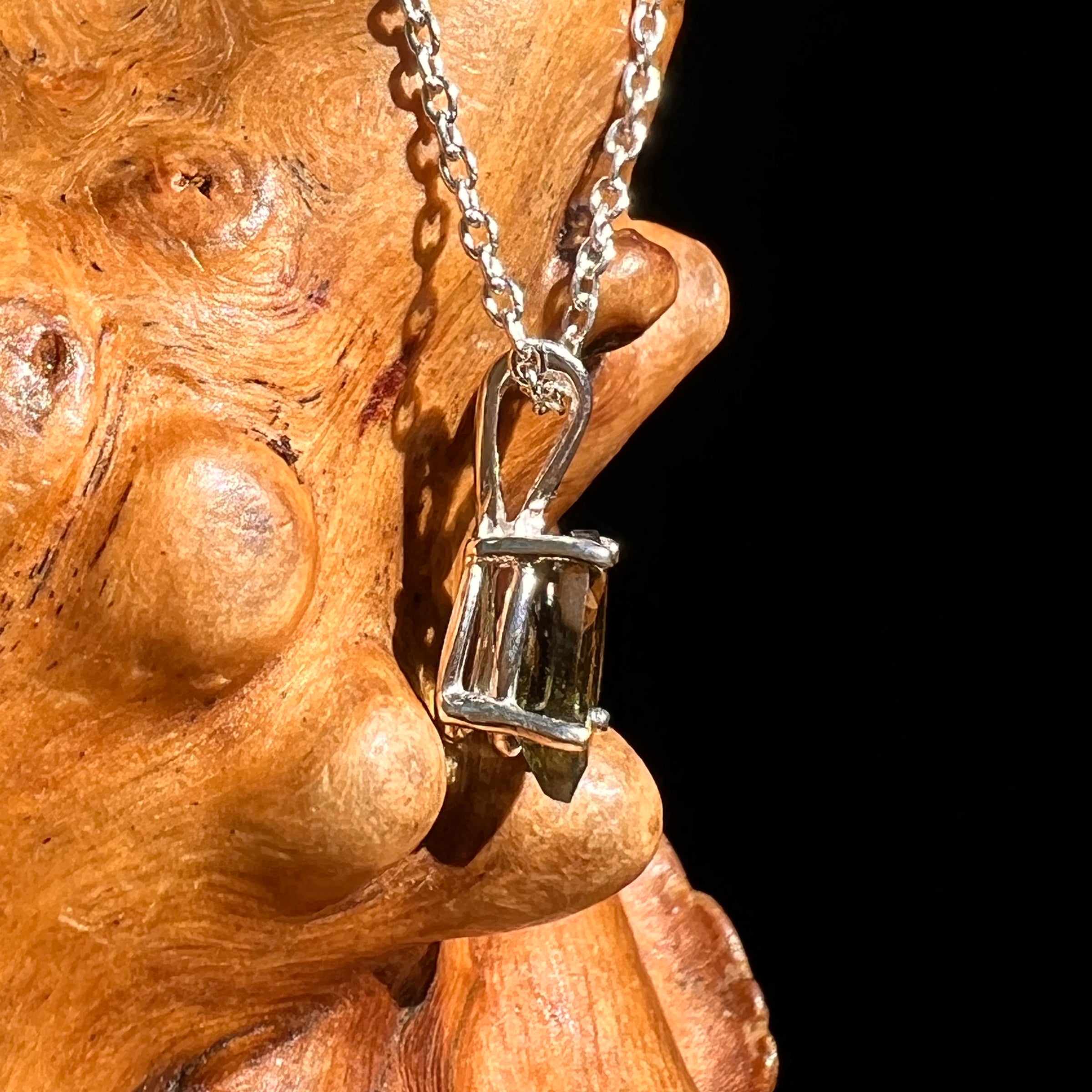 Faceted Moldavite Necklace Sterling Silver #8547-Moldavite Life