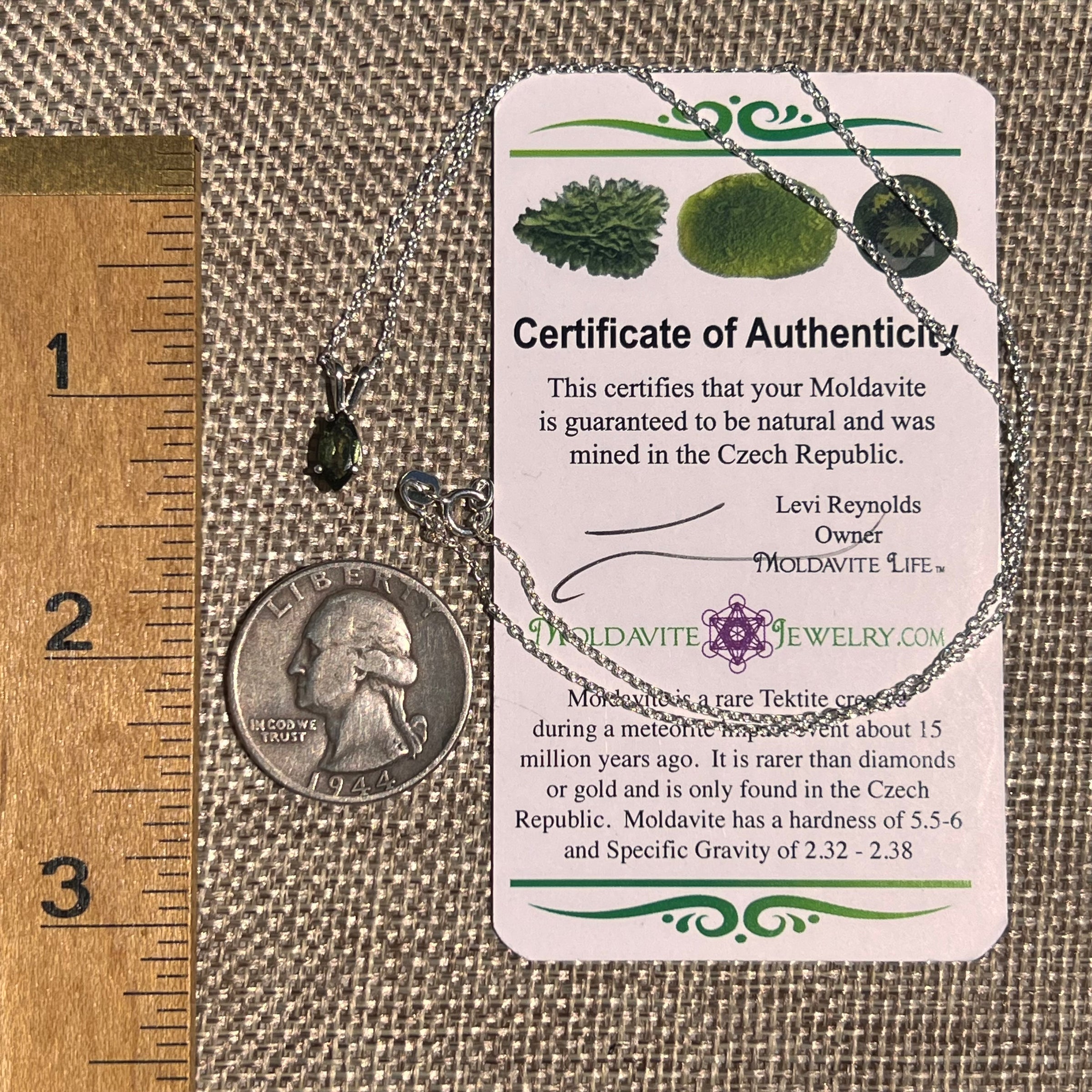 Faceted Moldavite Necklace Sterling Silver #8547-Moldavite Life