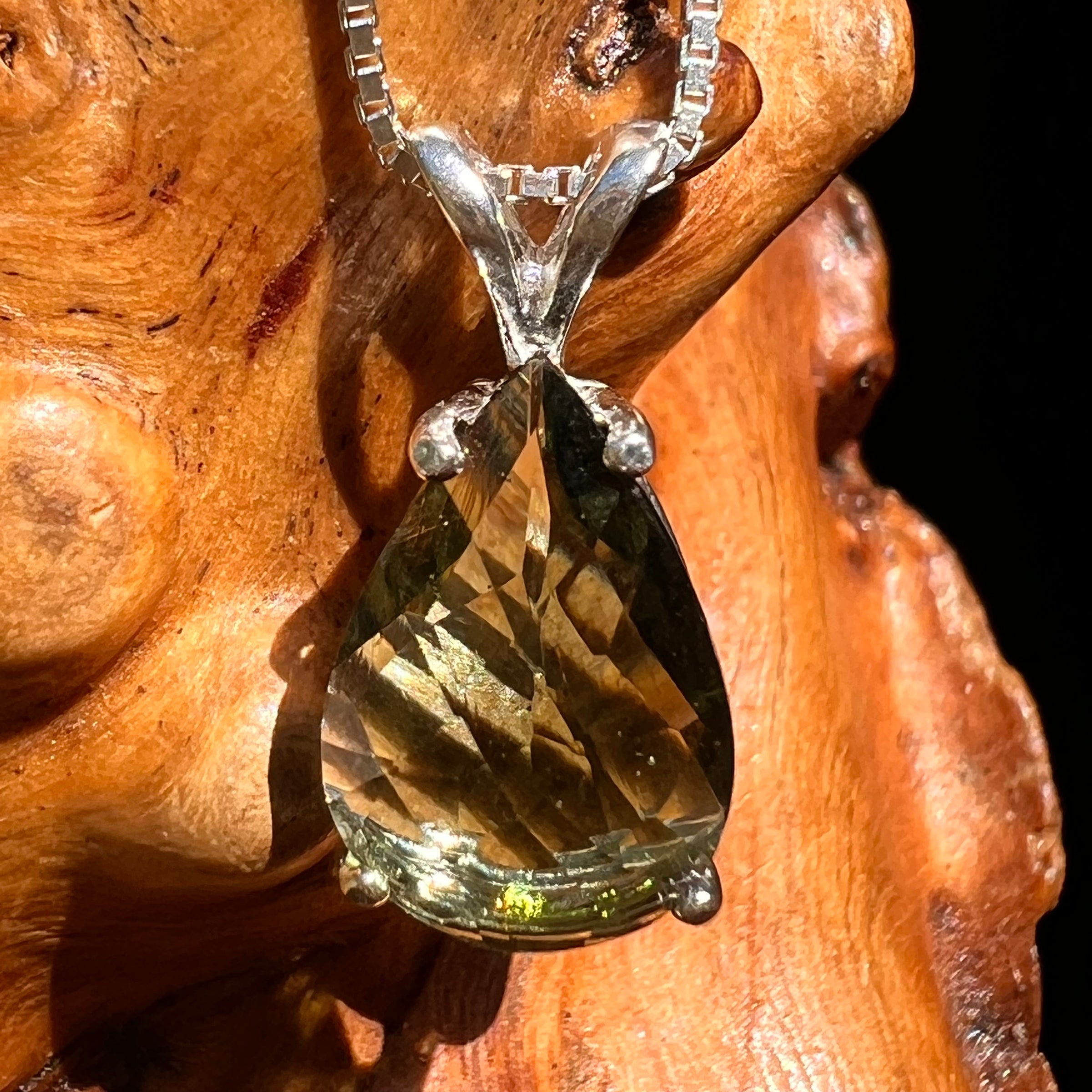 Faceted Moldavite Pendant Sterling Silver #8522-Moldavite Life
