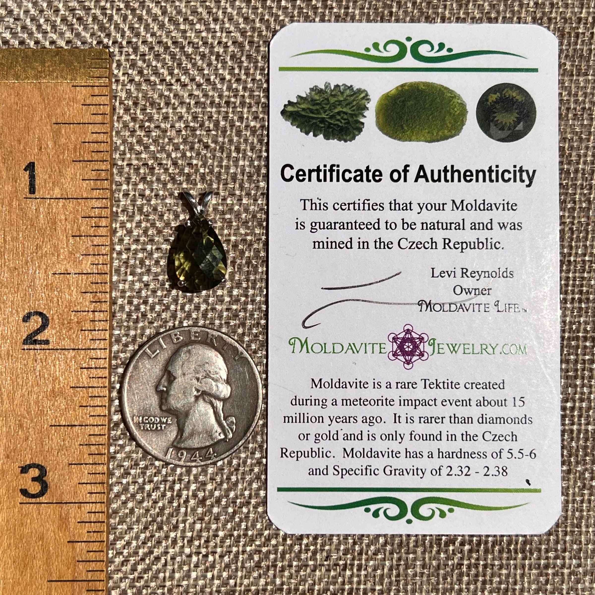 Faceted Moldavite Pendant Sterling Silver #8522-Moldavite Life