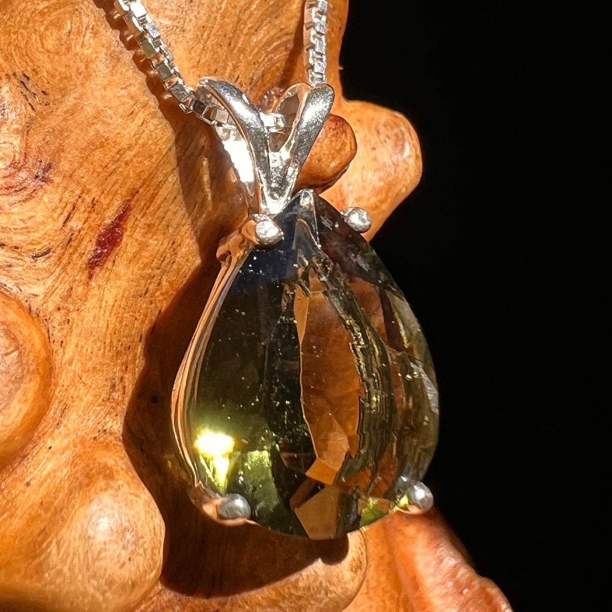 Faceted Moldavite Pendant Sterling Silver #8523-Moldavite Life