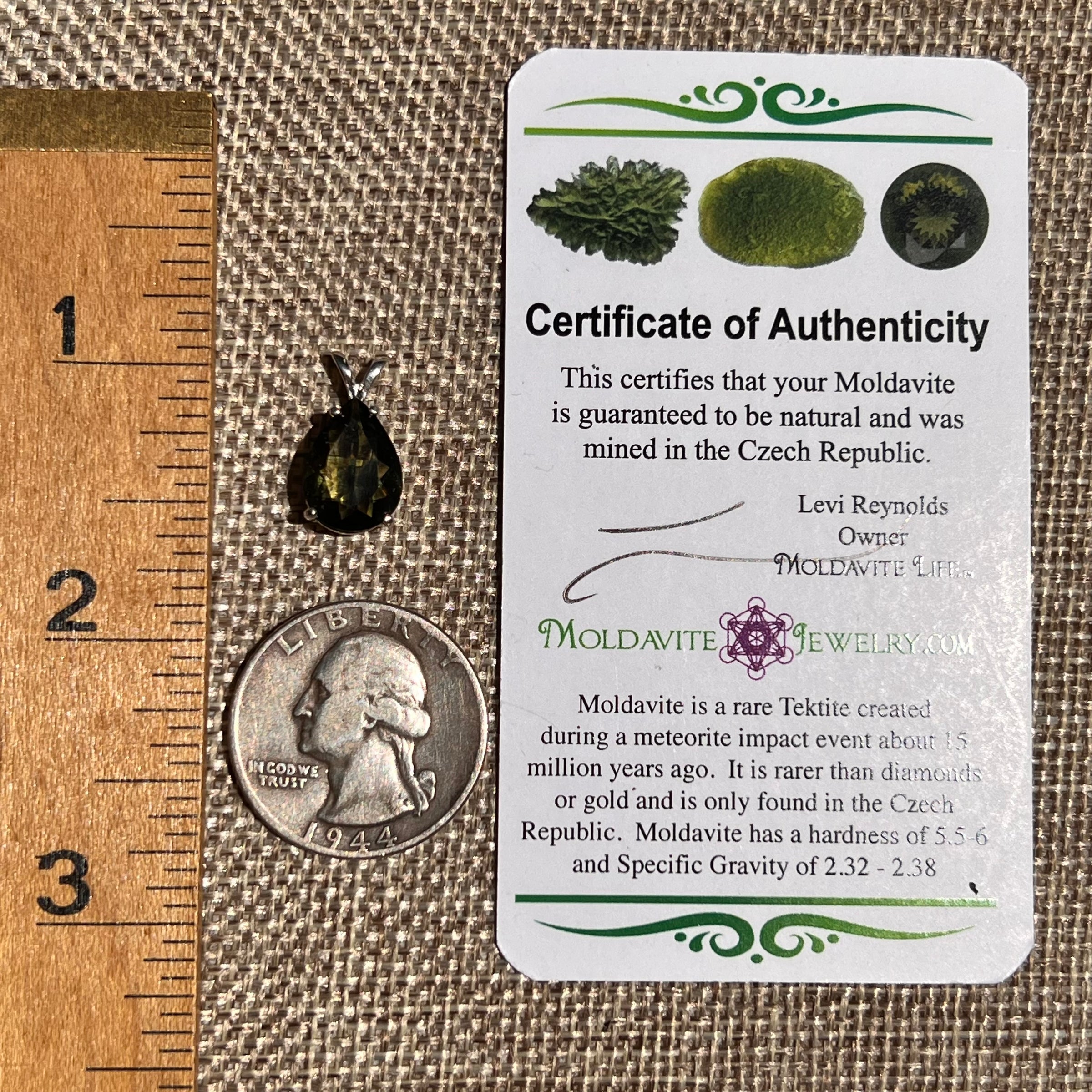 Faceted Moldavite Pendant Sterling Silver #8523-Moldavite Life