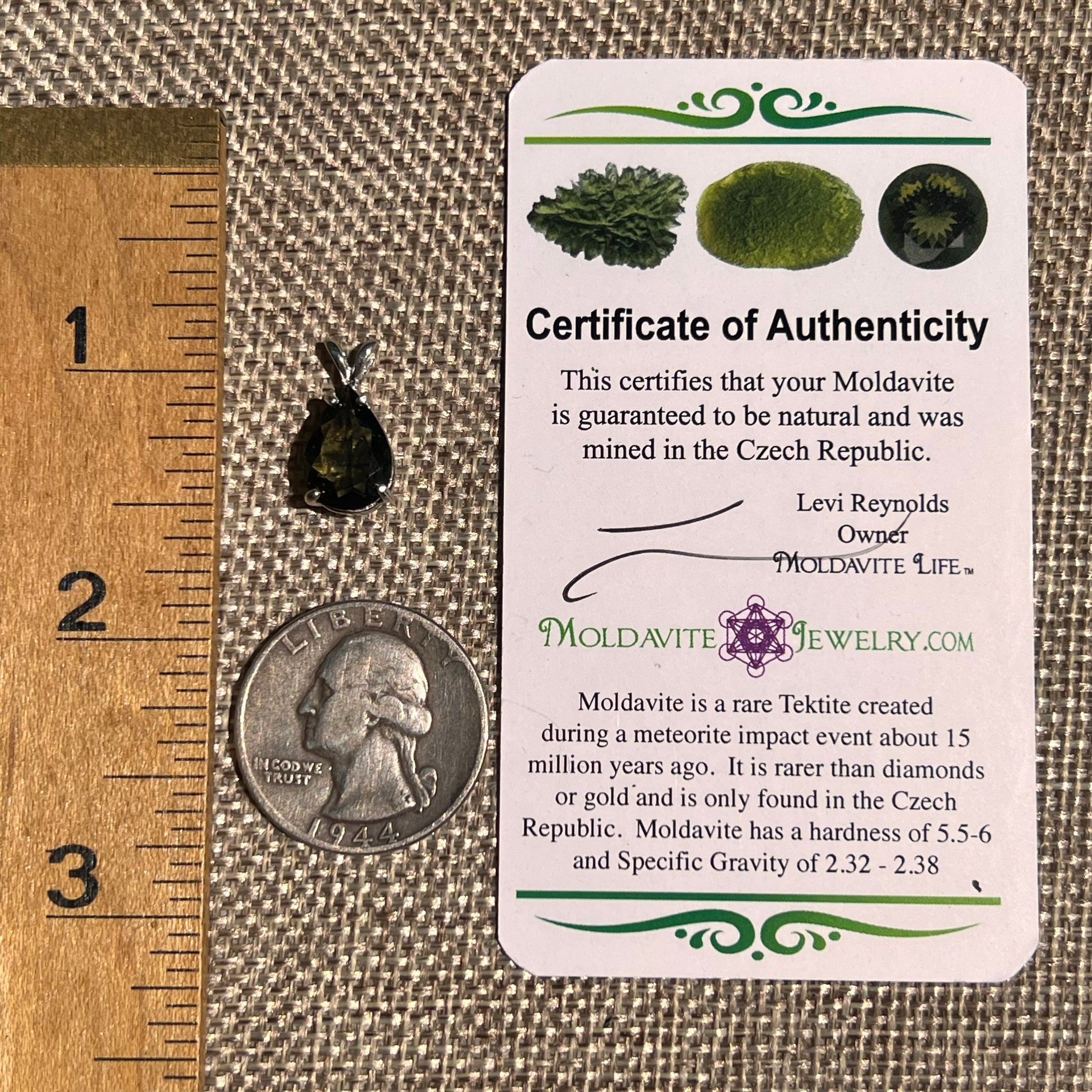Faceted Moldavite Pendant Sterling Silver #8524-Moldavite Life
