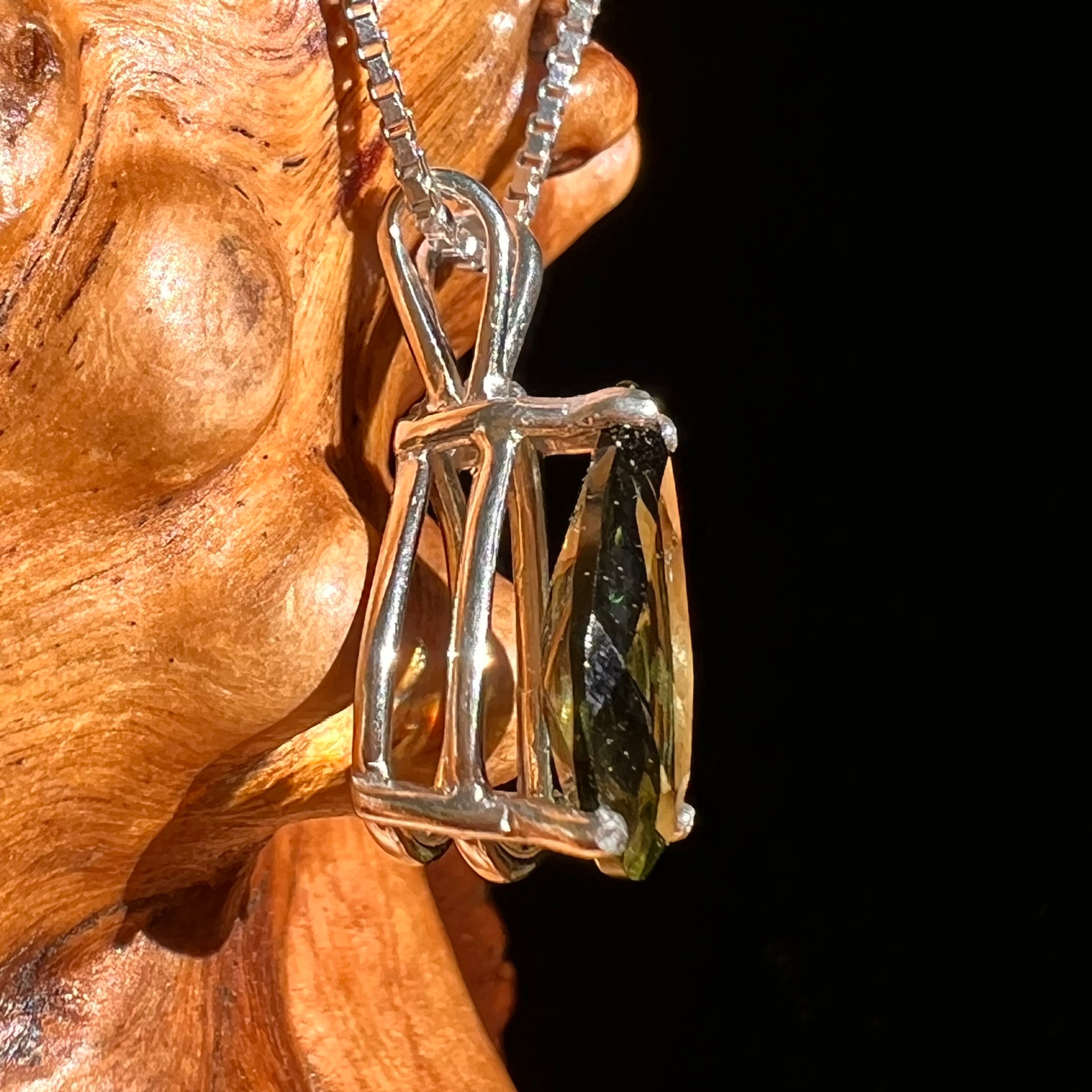 Faceted Moldavite Pendant Sterling Silver #8525-Moldavite Life
