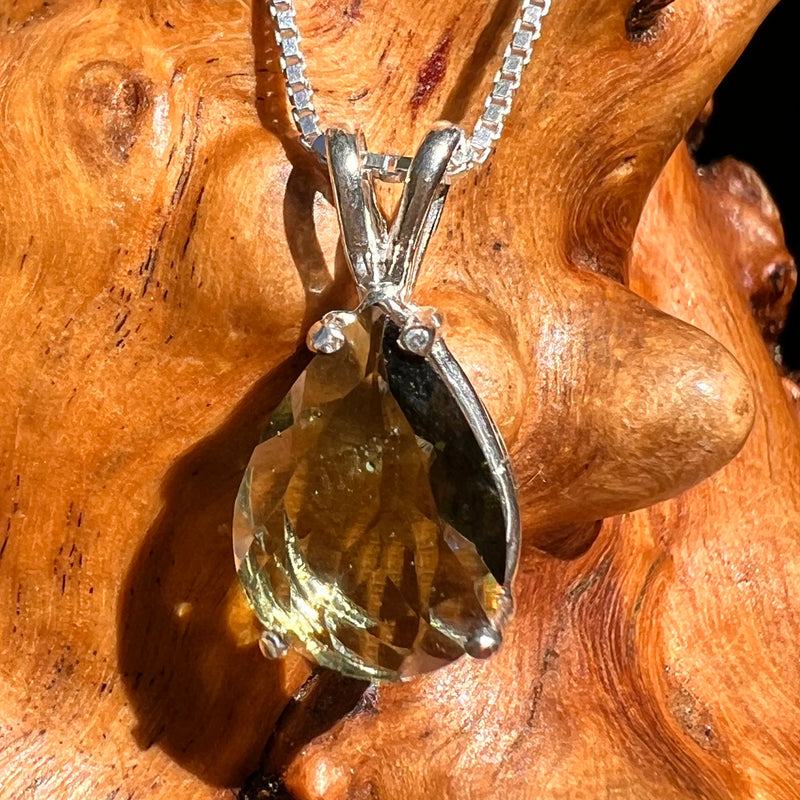 Faceted Moldavite Pendant Sterling Silver #8525-Moldavite Life