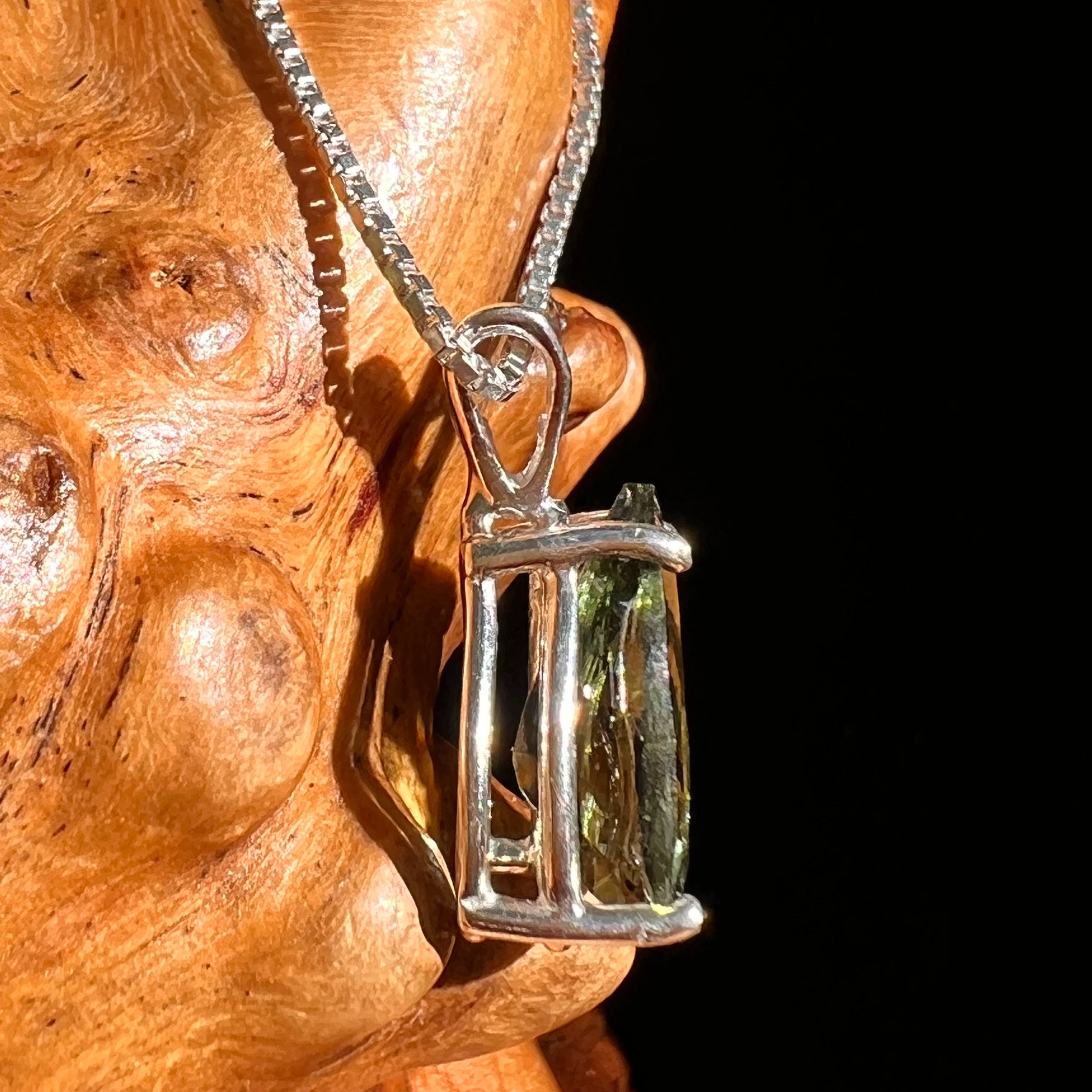 Faceted Moldavite Pendant Sterling Silver #8526-Moldavite Life