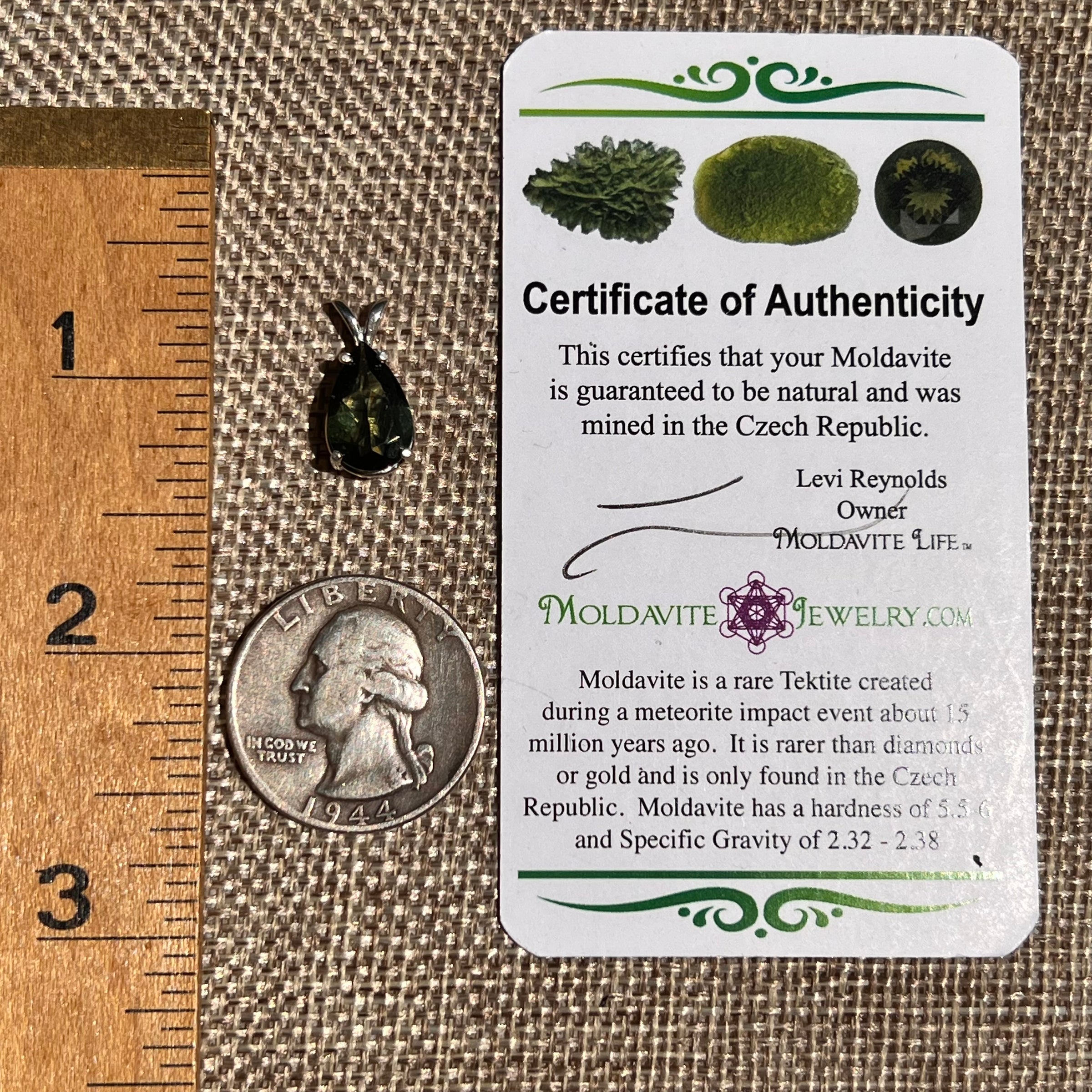 Faceted Moldavite Pendant Sterling Silver #8526-Moldavite Life
