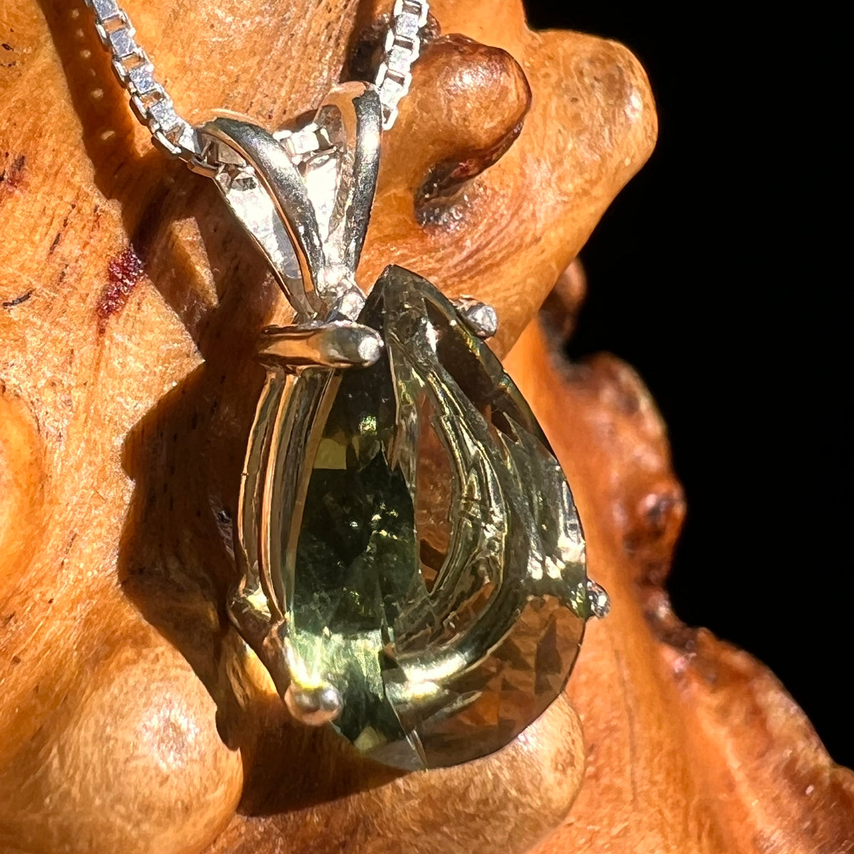 Faceted Moldavite Pendant Sterling Silver #8527-Moldavite Life