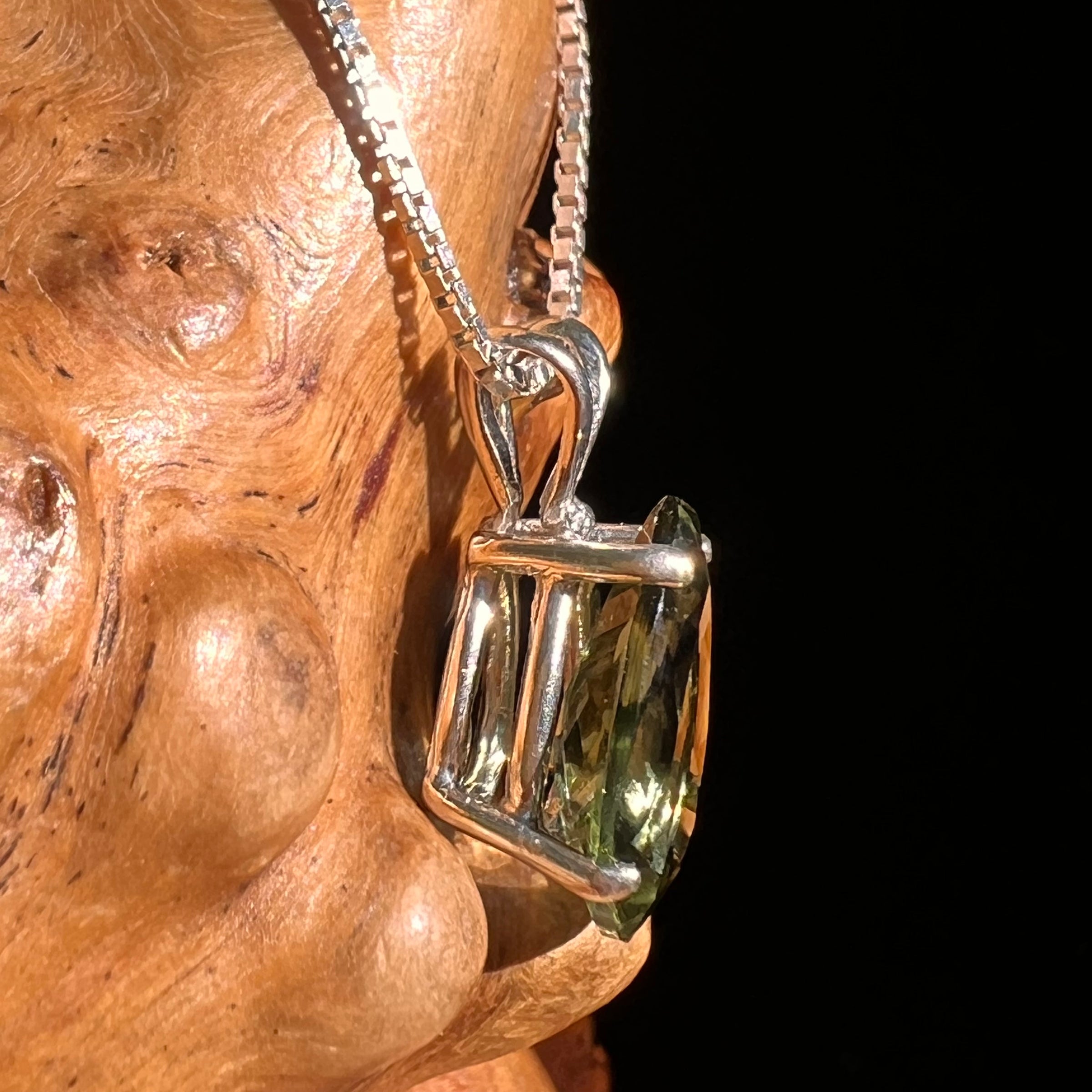 Faceted Moldavite Pendant Sterling Silver #8527-Moldavite Life