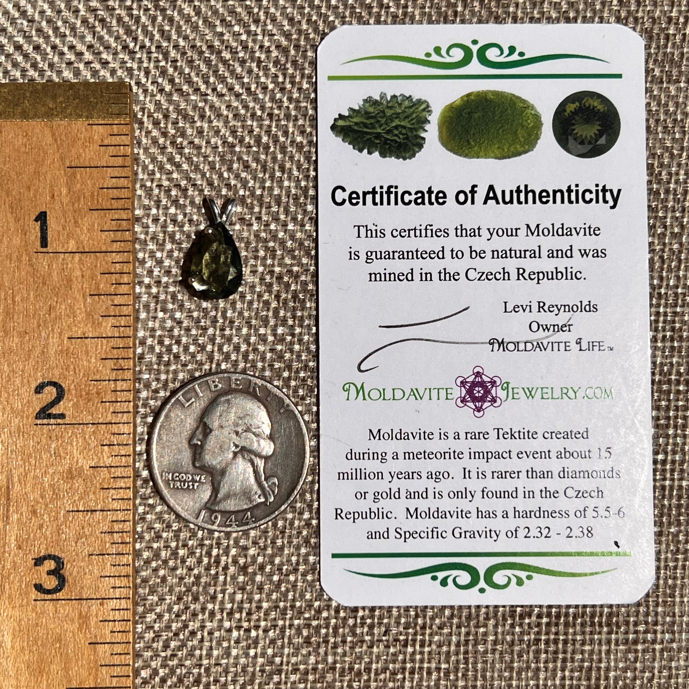 Faceted Moldavite Pendant Sterling Silver #8527-Moldavite Life