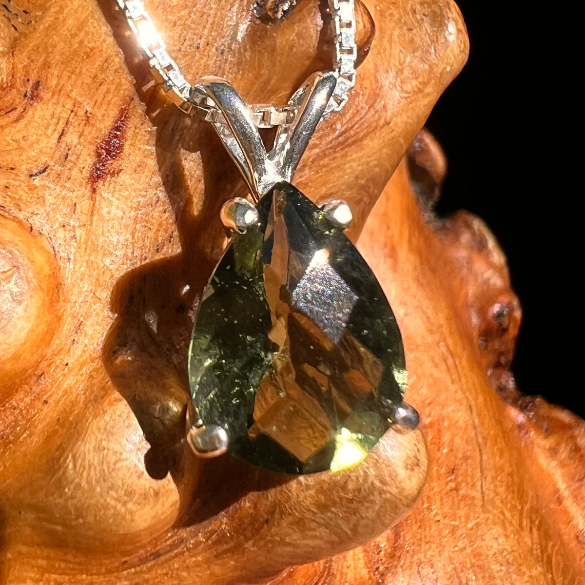Faceted Moldavite Pendant Sterling Silver #8528-Moldavite Life
