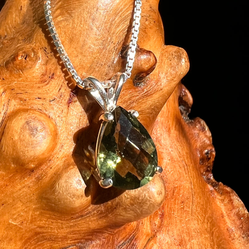 Faceted Moldavite Pendant Sterling Silver #8528-Moldavite Life