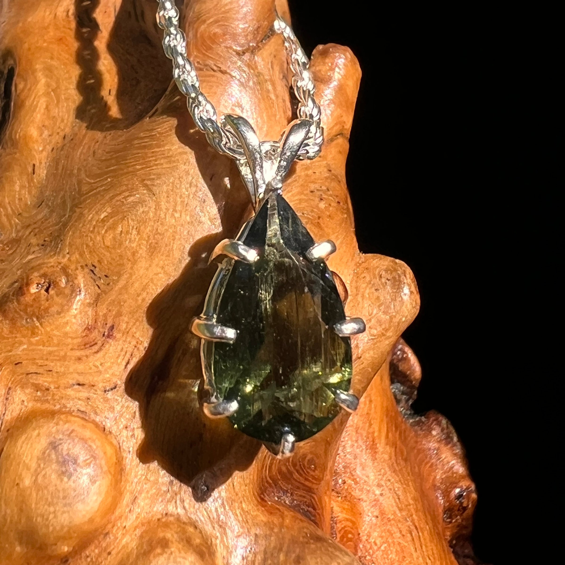 Faceted Moldavite Pendant Sterling Silver #8529-Moldavite Life