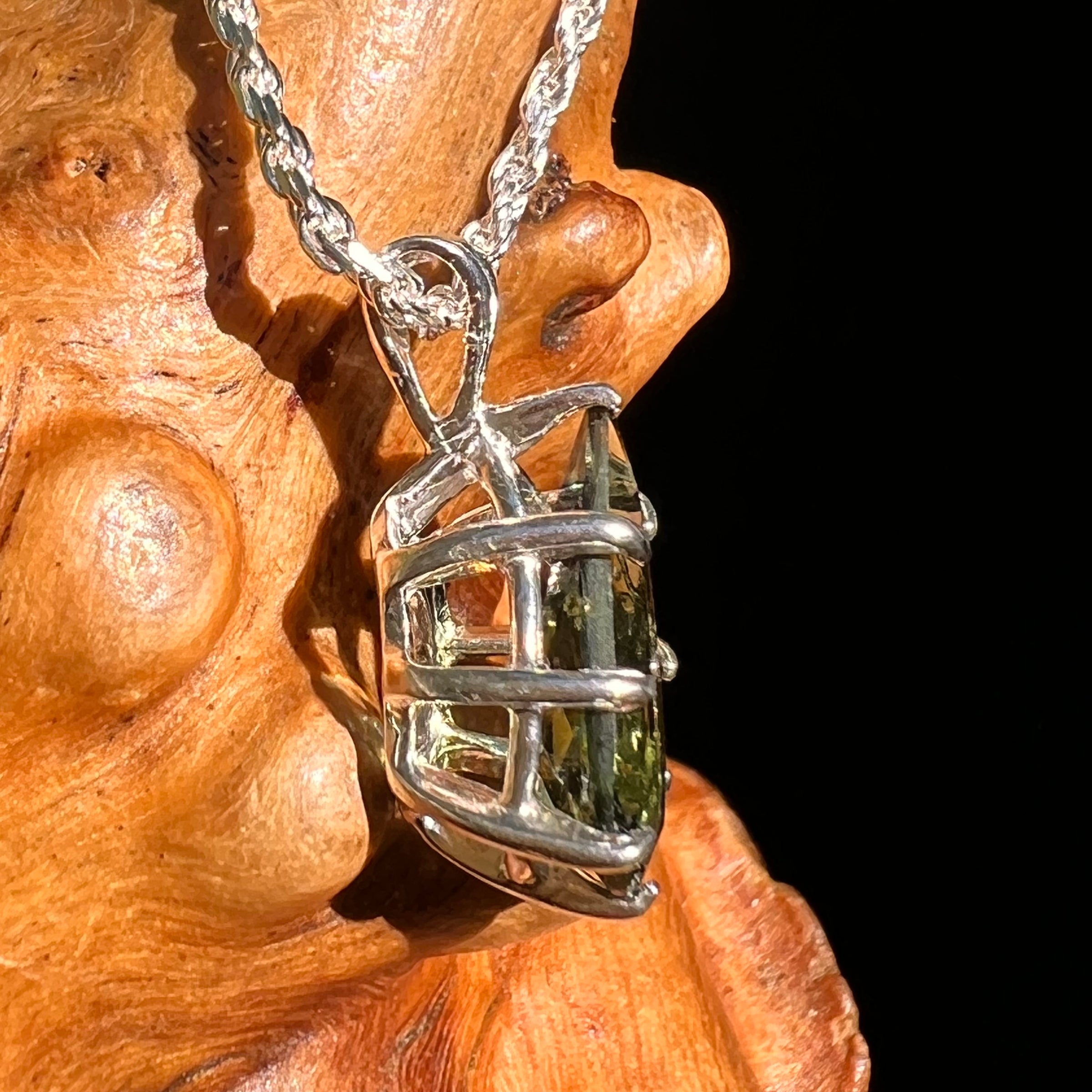 Faceted Moldavite Pendant Sterling Silver #8530-Moldavite Life