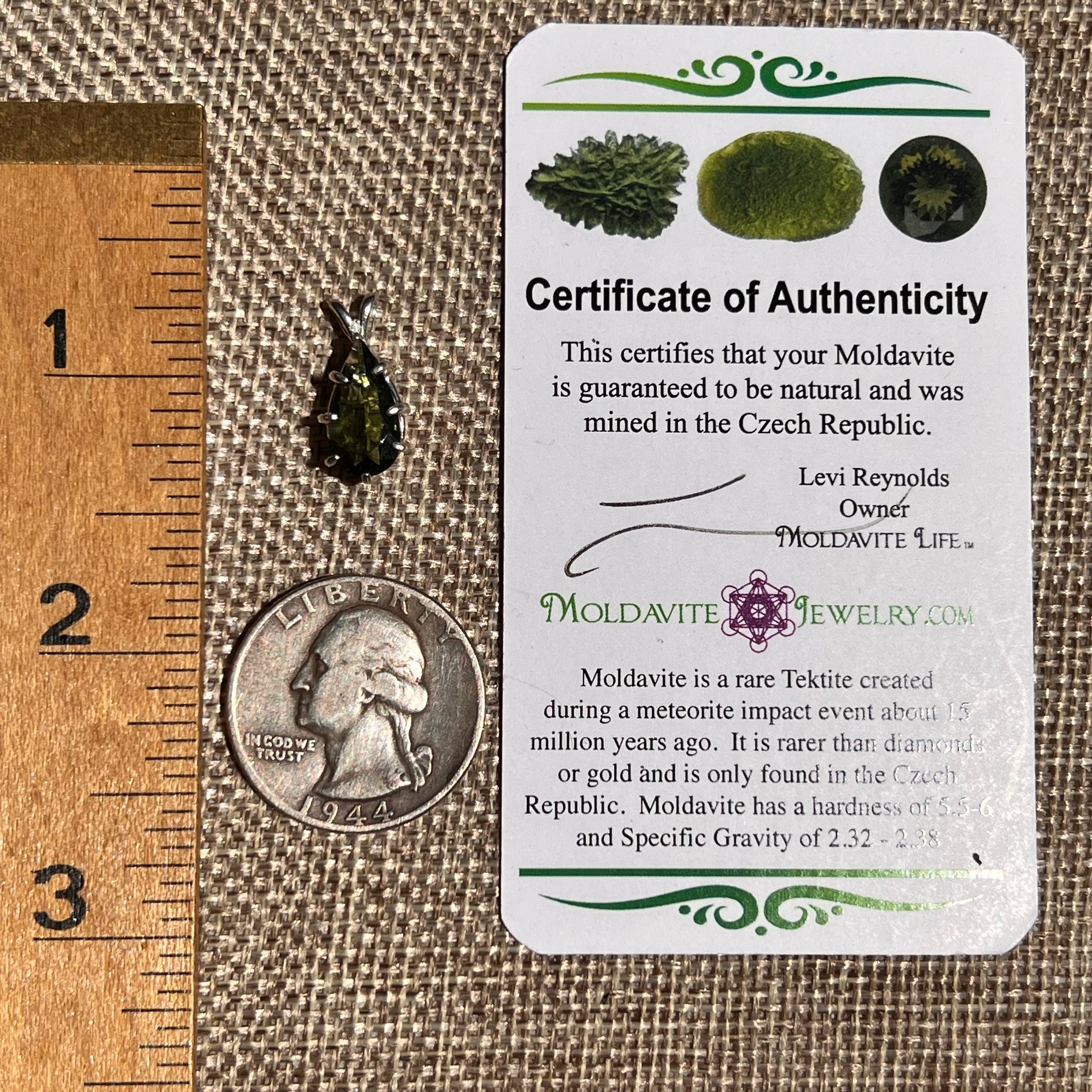 Faceted Moldavite Pendant Sterling Silver #8530-Moldavite Life