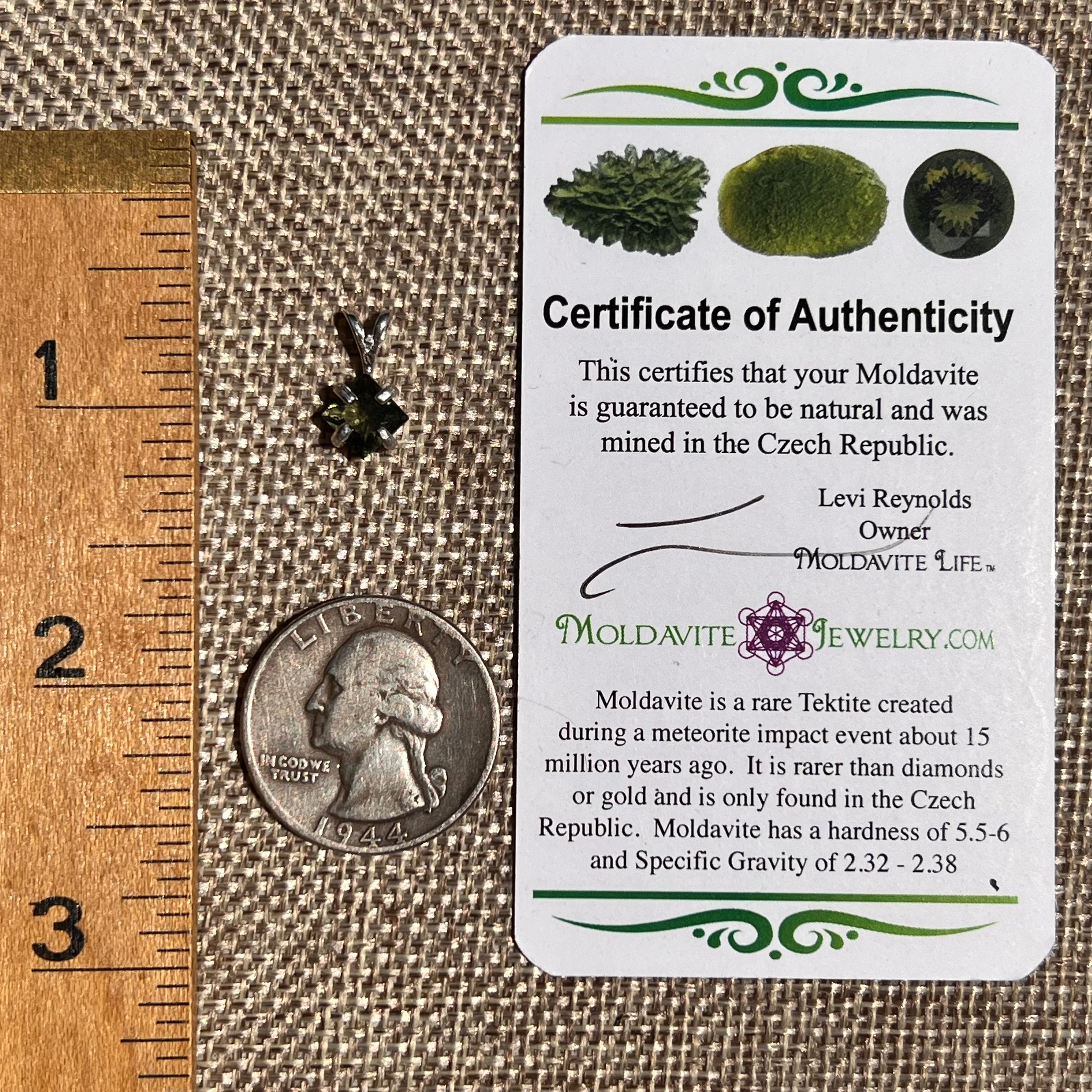 Faceted Moldavite Pendant Sterling Silver #8531-Moldavite Life