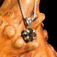 Faceted Moldavite Pendant Sterling Silver #8531-Moldavite Life