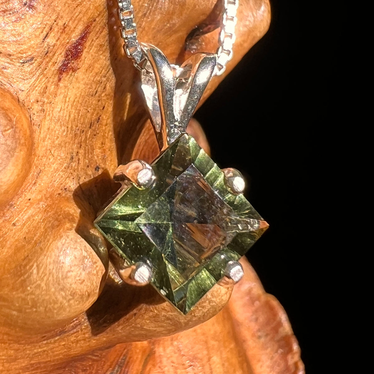 Faceted Moldavite Pendant Sterling Silver #8532-Moldavite Life