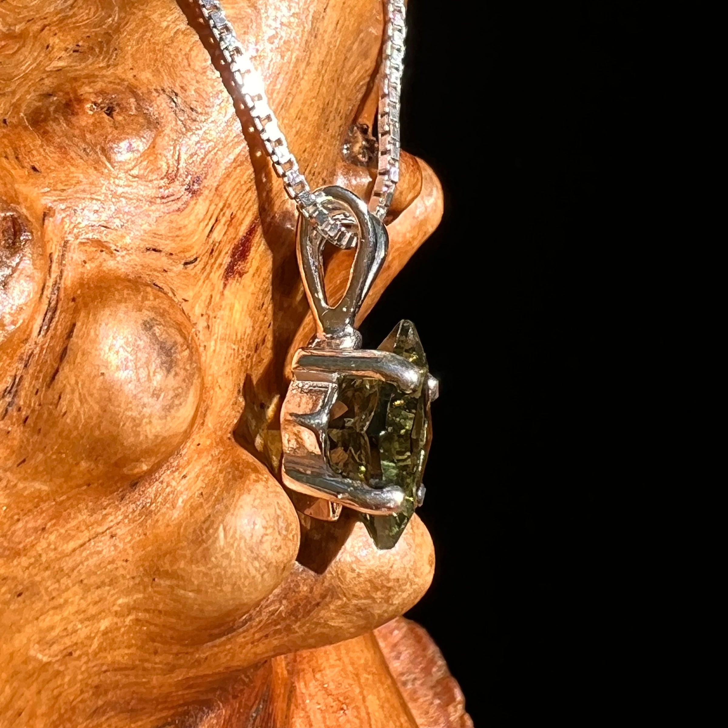 Faceted Moldavite Pendant Sterling Silver #8532-Moldavite Life