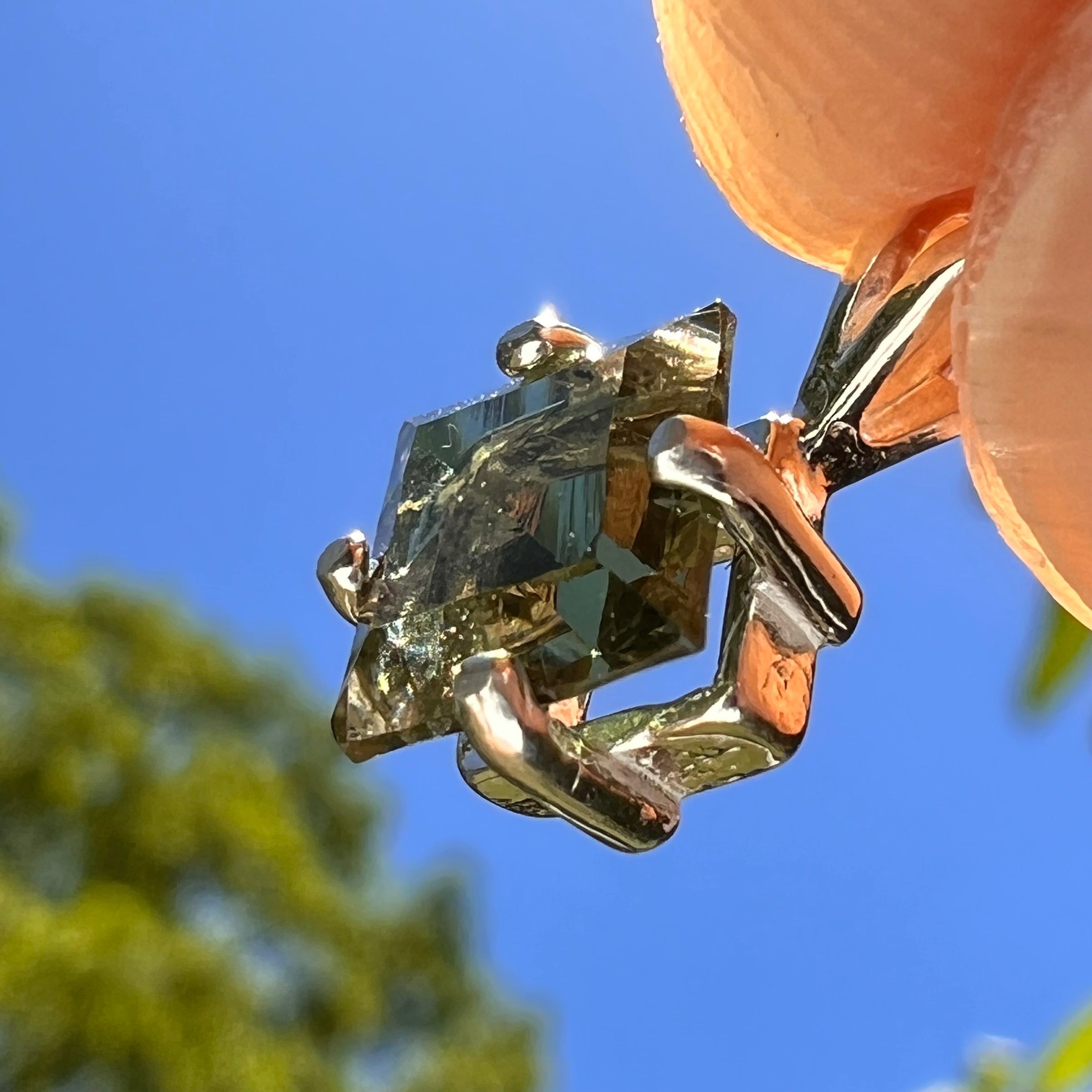 Faceted Moldavite Pendant Sterling Silver #8532-Moldavite Life