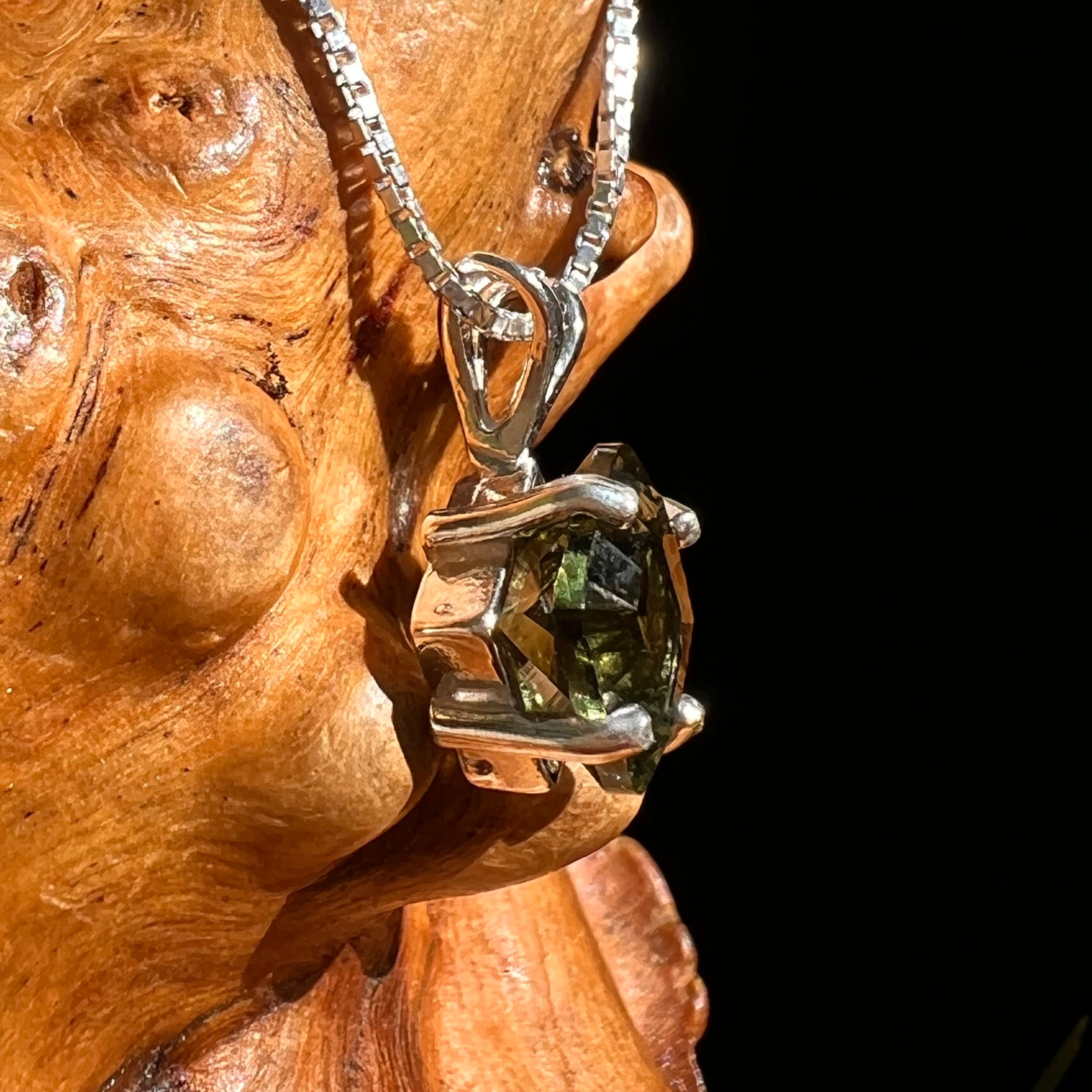 Faceted Moldavite Pendant Sterling Silver #8533-Moldavite Life