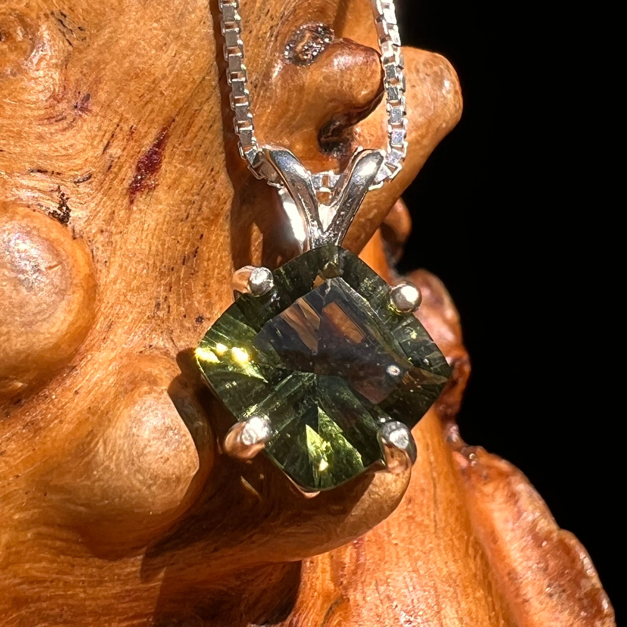 Faceted Moldavite Pendant Sterling Silver #8533-Moldavite Life