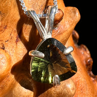Faceted Moldavite Pendant Sterling Silver #8535-Moldavite Life