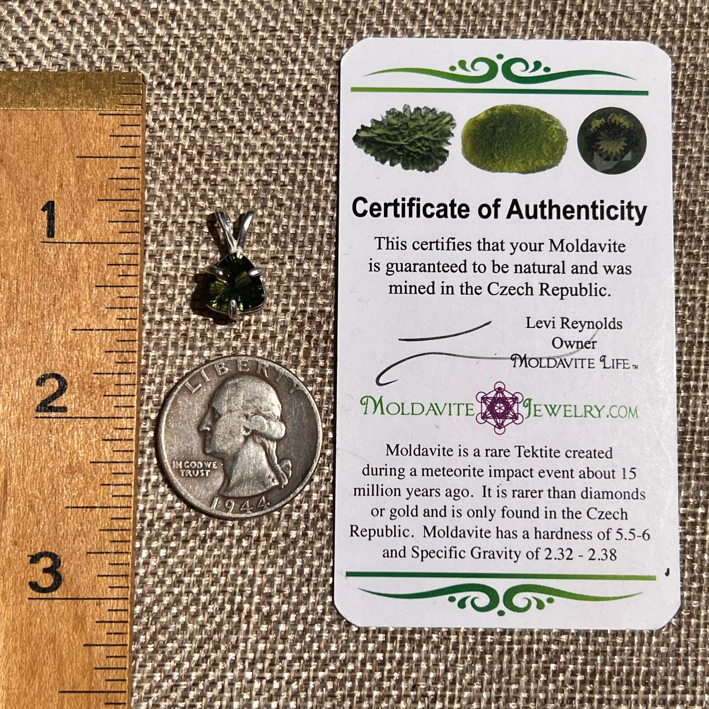 Faceted Moldavite Pendant Sterling Silver #8535-Moldavite Life