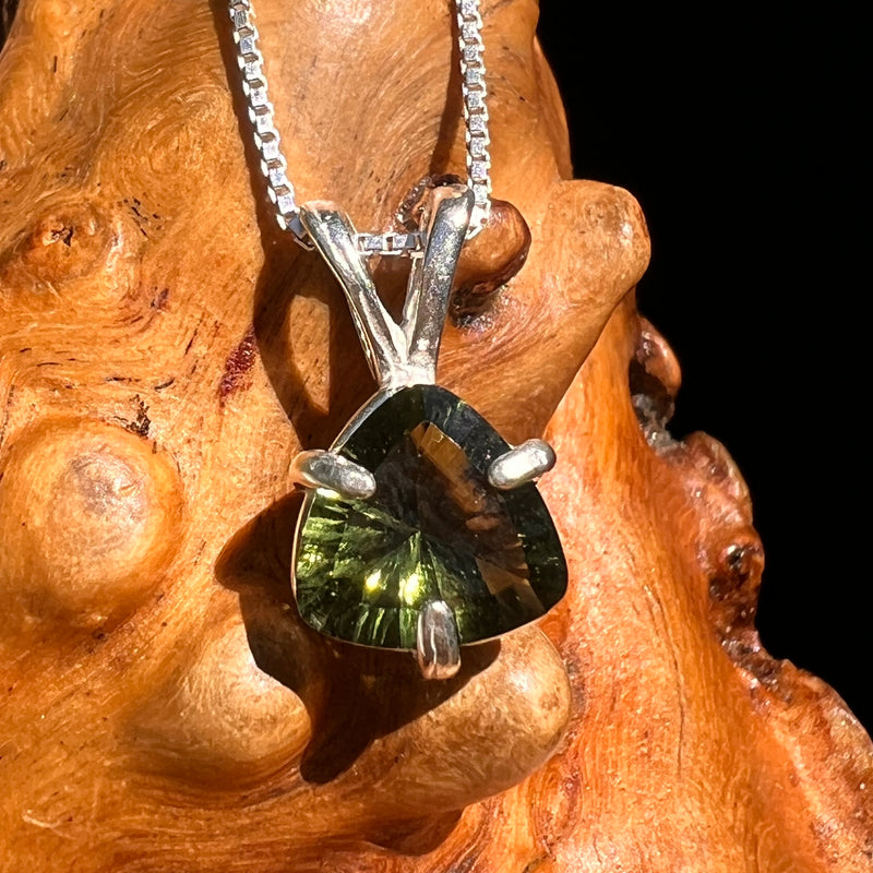 Faceted Moldavite Pendant Sterling Silver #8535-Moldavite Life