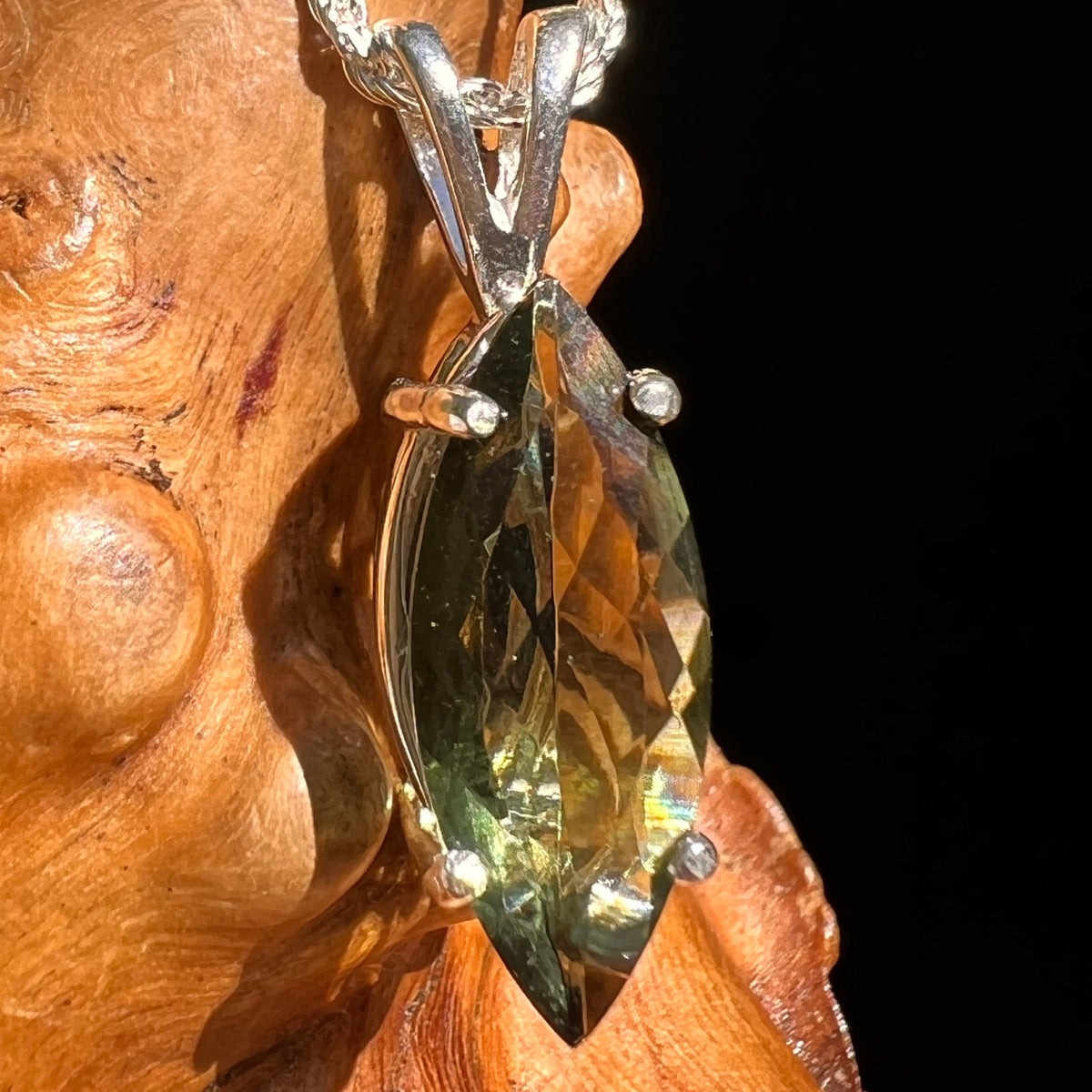 Faceted Moldavite Pendant Sterling Silver #8537-Moldavite Life