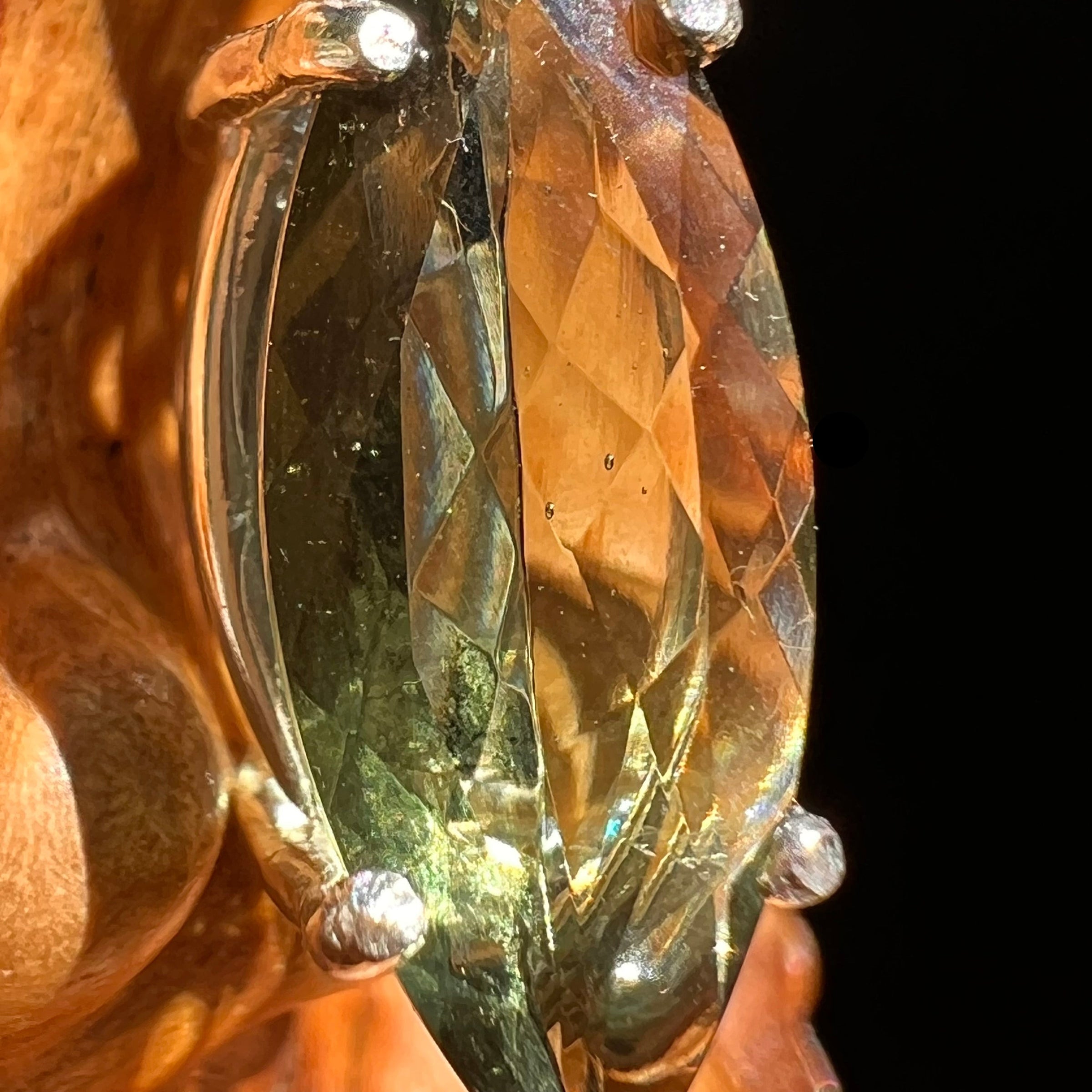 Faceted Moldavite Pendant Sterling Silver #8537-Moldavite Life