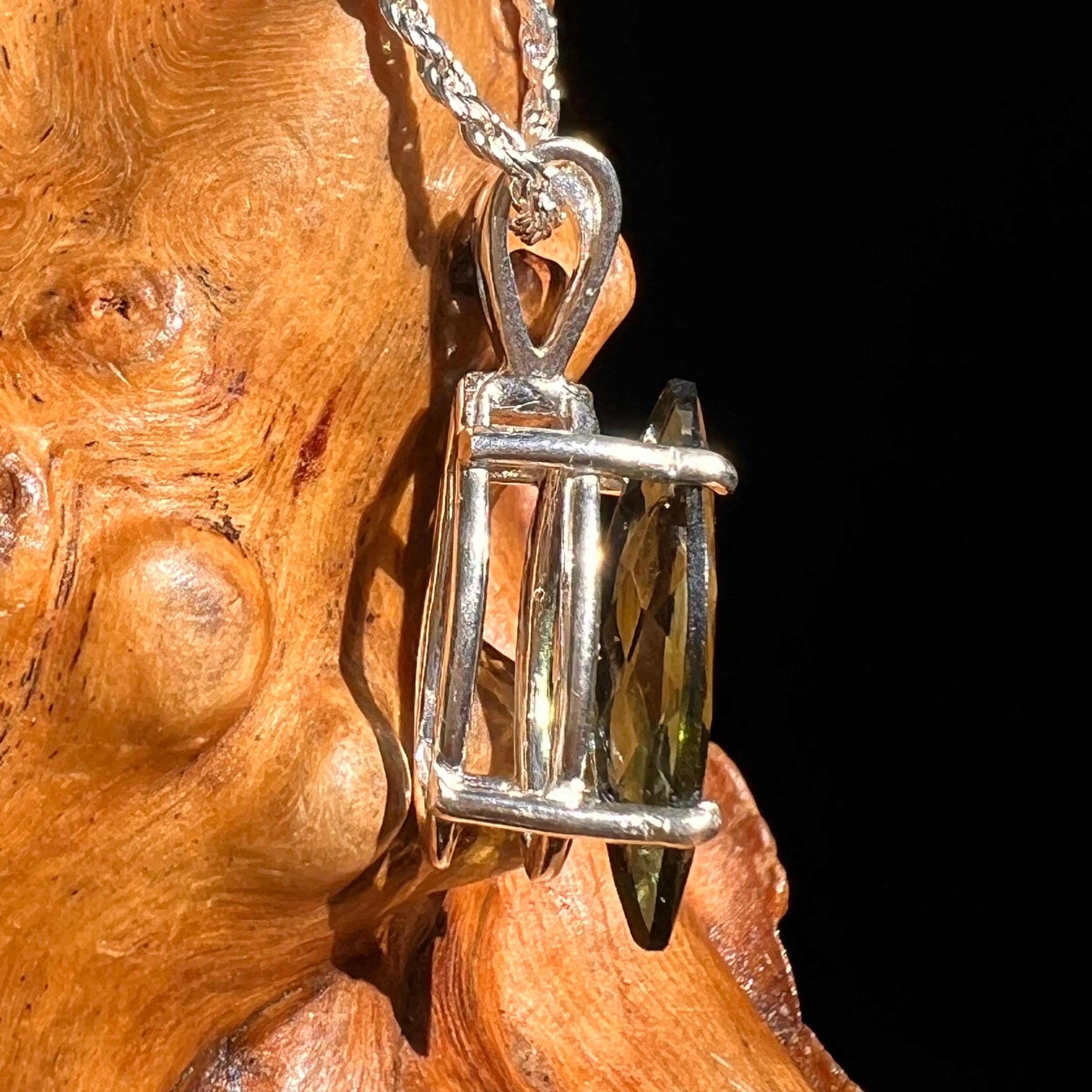 Faceted Moldavite Pendant Sterling Silver #8537-Moldavite Life