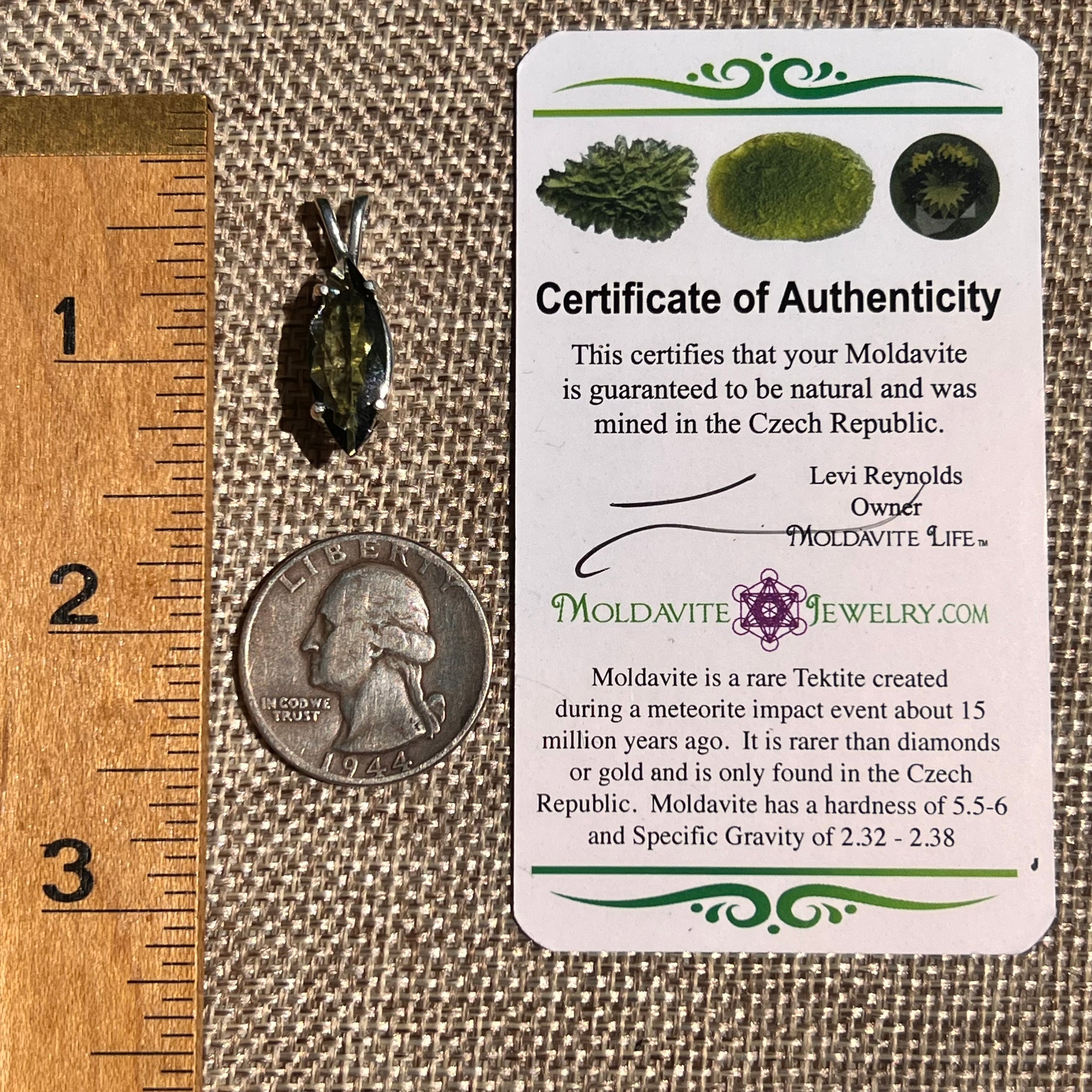 Faceted Moldavite Pendant Sterling Silver #8537-Moldavite Life
