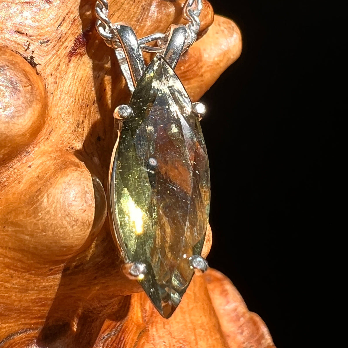 Faceted Moldavite Pendant Sterling Silver #8538-Moldavite Life