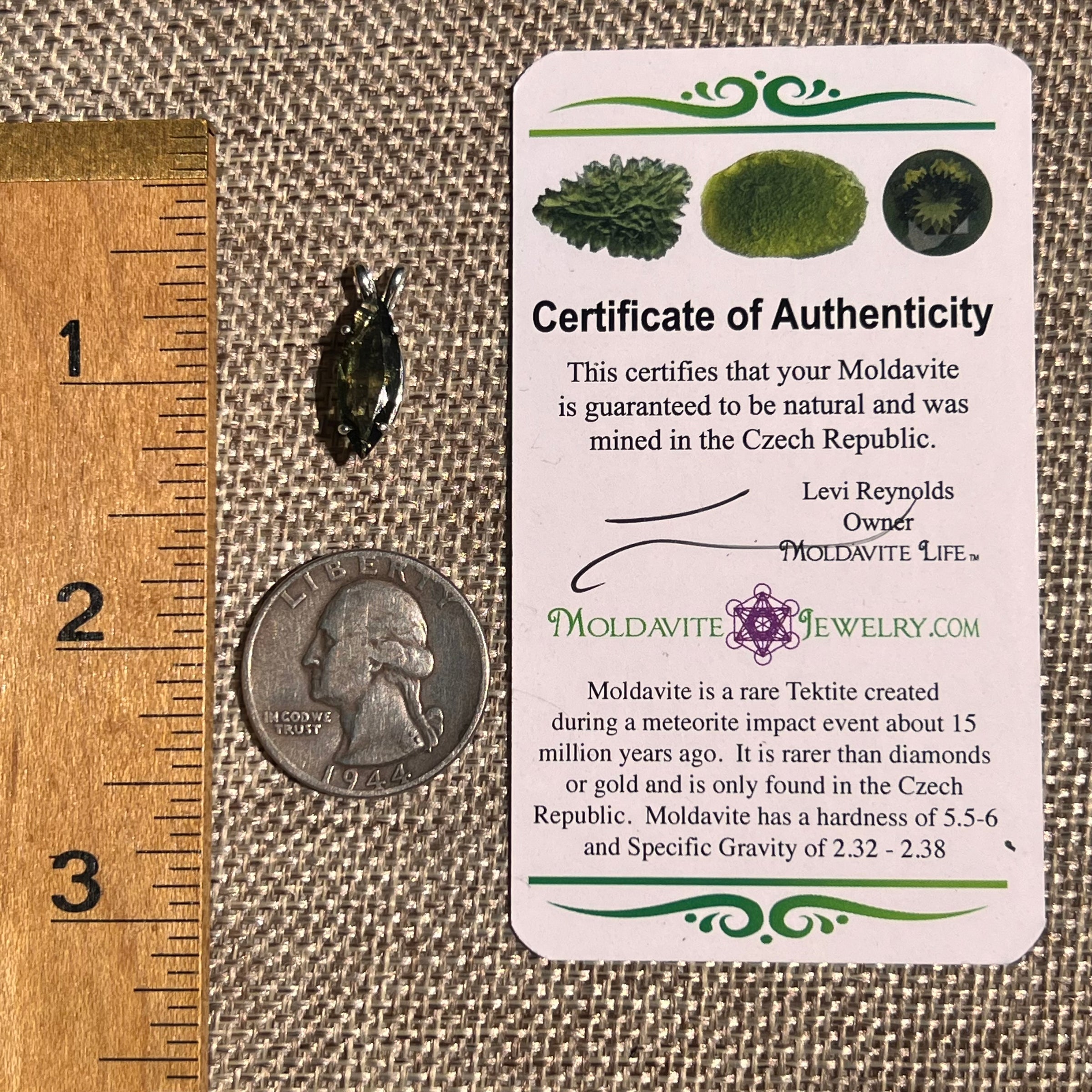 Faceted Moldavite Pendant Sterling Silver #8538-Moldavite Life