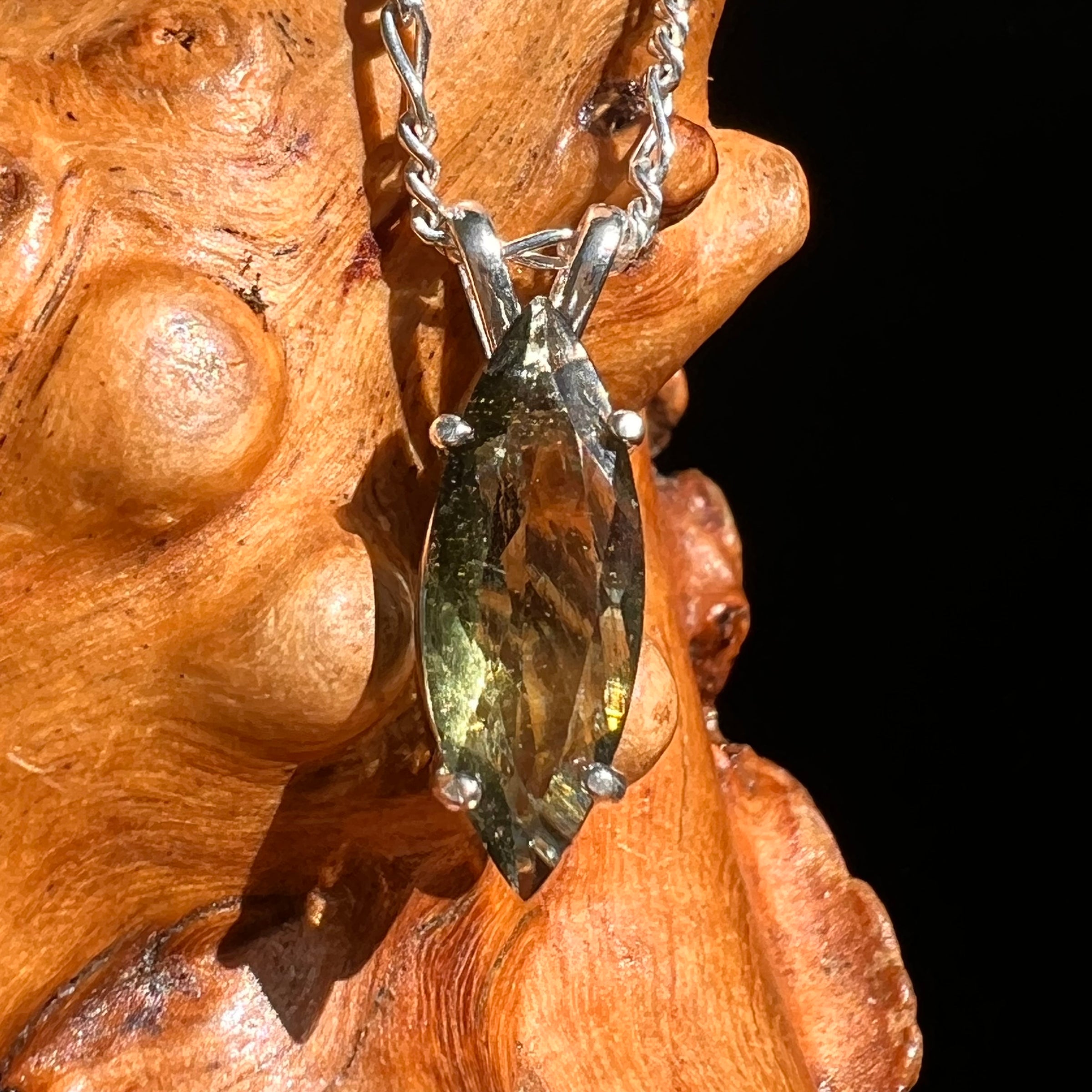 Faceted Moldavite Pendant Sterling Silver #8538-Moldavite Life