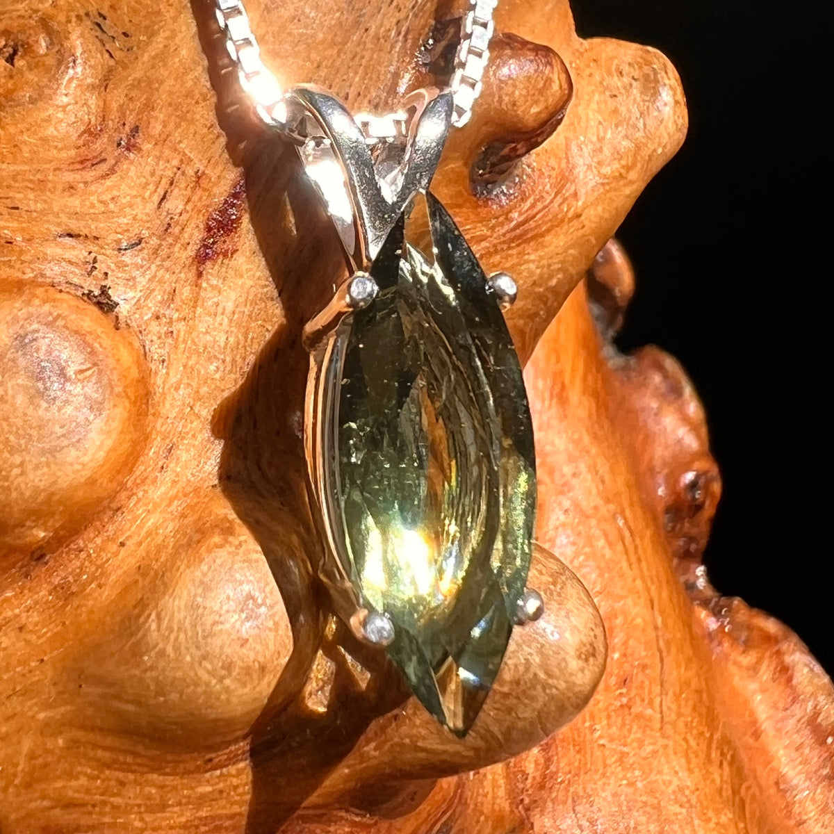 Faceted Moldavite Pendant Sterling Silver #8539-Moldavite Life