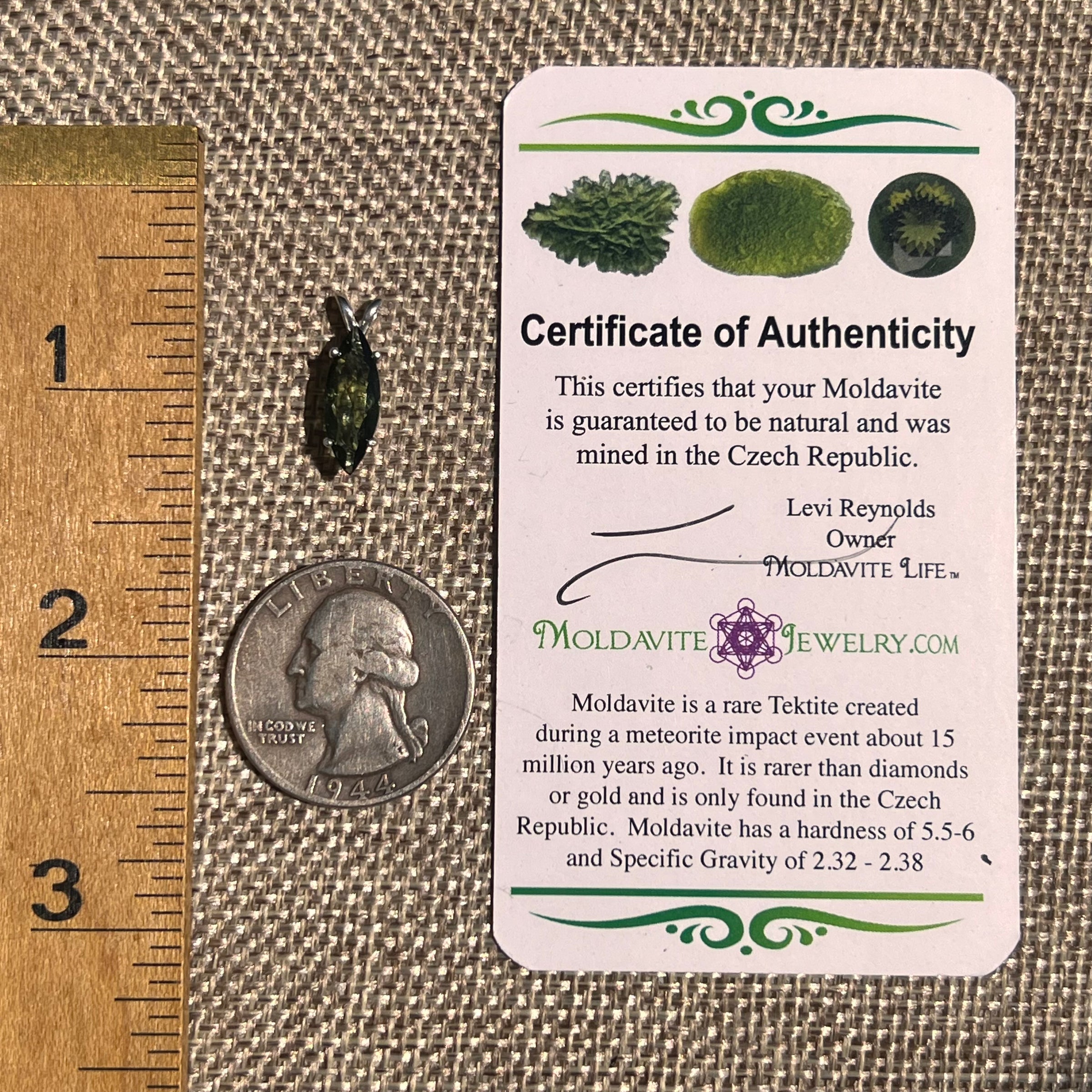 Faceted Moldavite Pendant Sterling Silver #8539-Moldavite Life