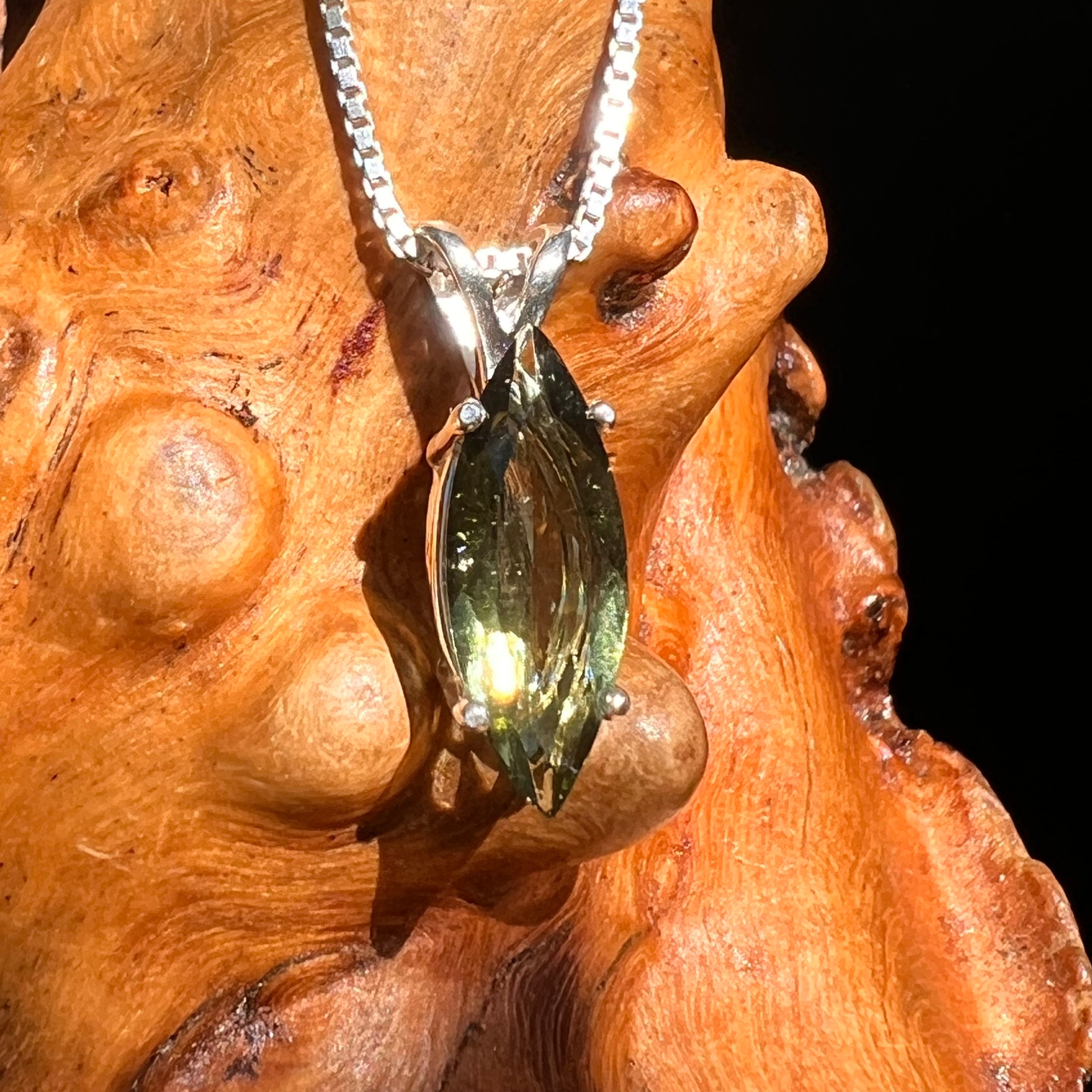 Faceted Moldavite Pendant Sterling Silver #8539-Moldavite Life