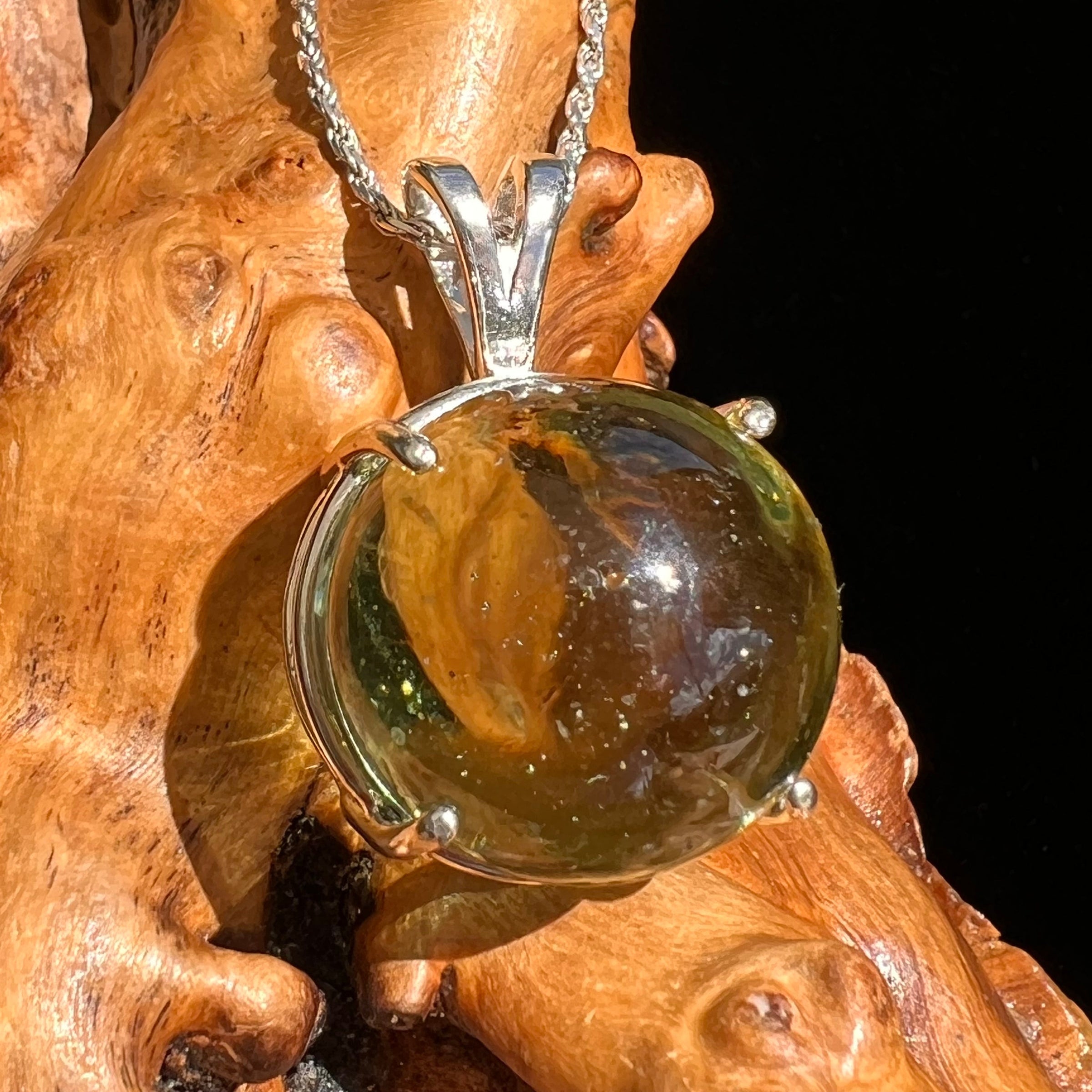 Gaia Stone Pendant Sterling Silver Helenite-Moldavite Life