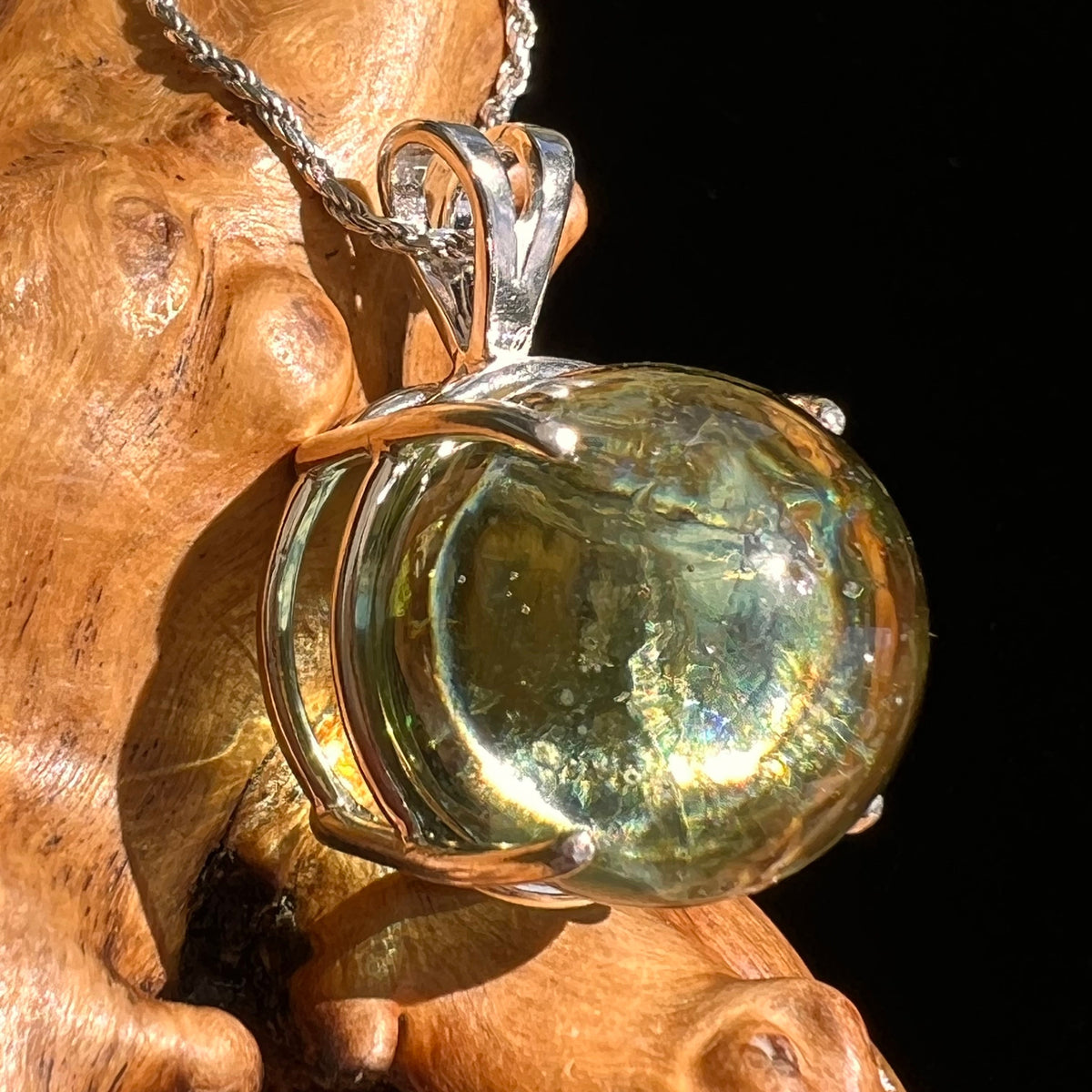 Gaia Stone Pendant Sterling Silver Helenite-Moldavite Life