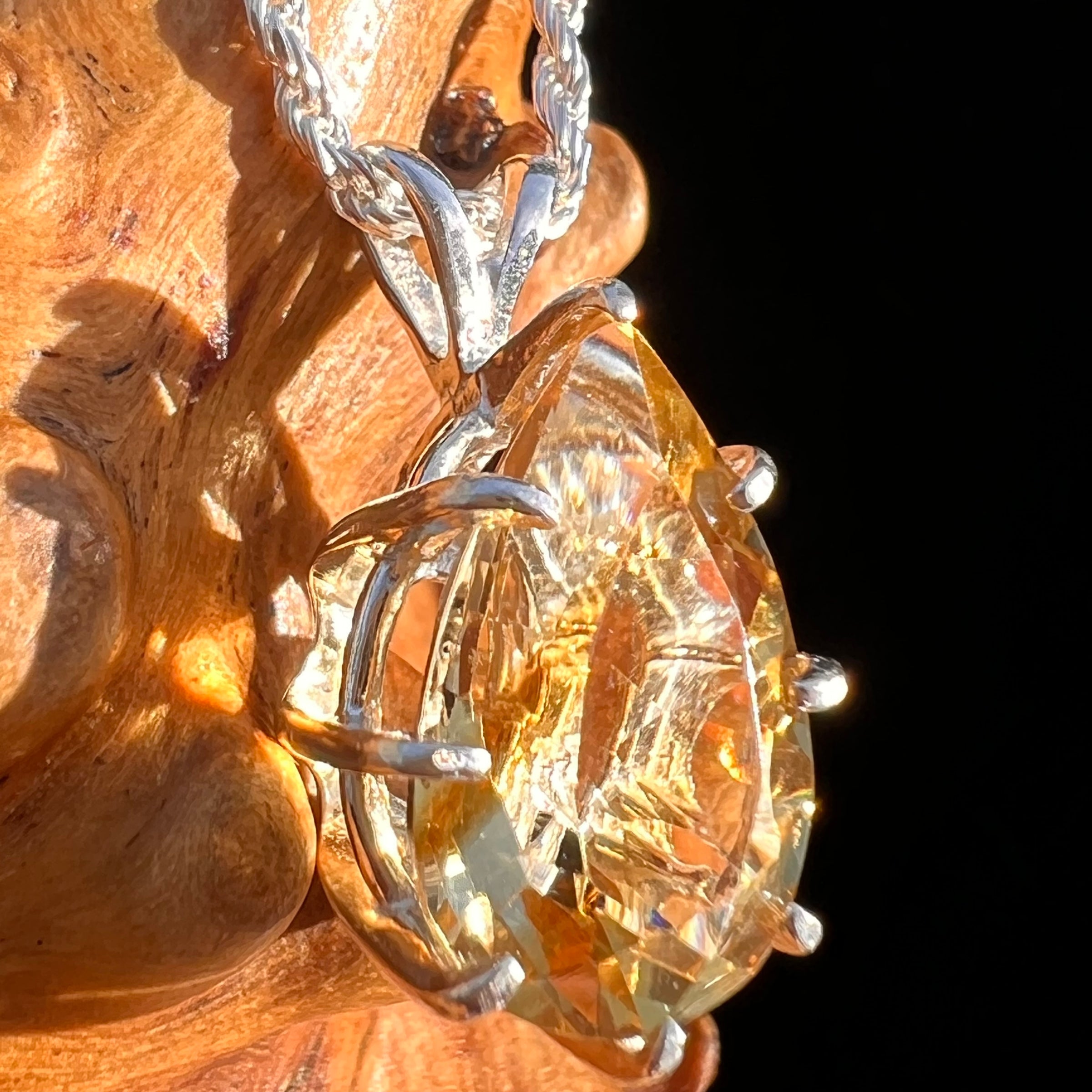 Golden Citrine Pendant Sterling Silver #7744-Moldavite Life