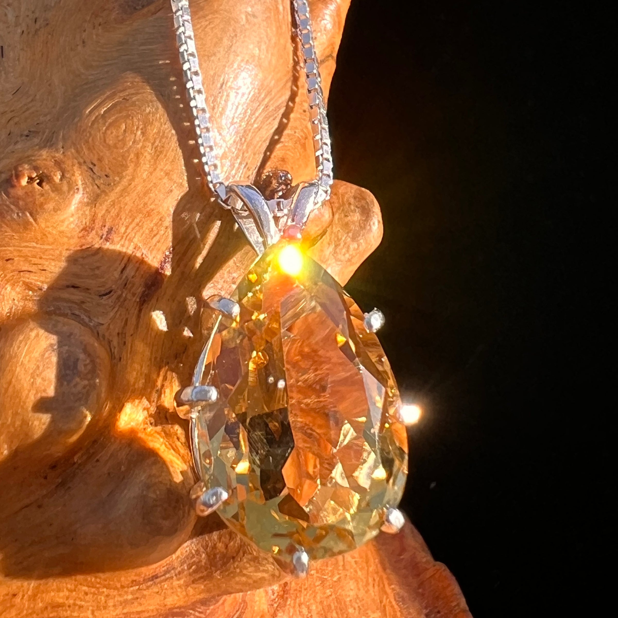 Golden Citrine Pendant Sterling Silver #7744-Moldavite Life