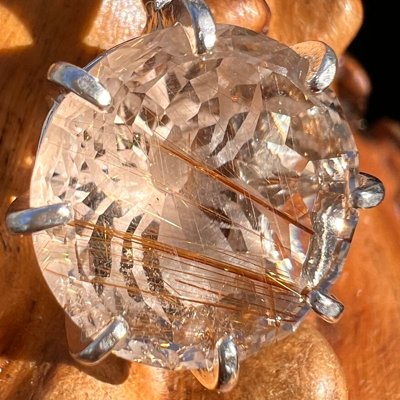 Golden Copper Rutile Spider Quartz Pendant Sterling Silver #7801-Moldavite Life