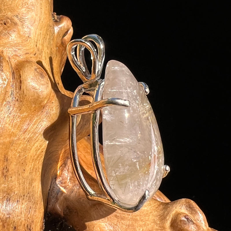 Golden Rutile Quartz Pendant Sterling Silver #6200-Moldavite Life