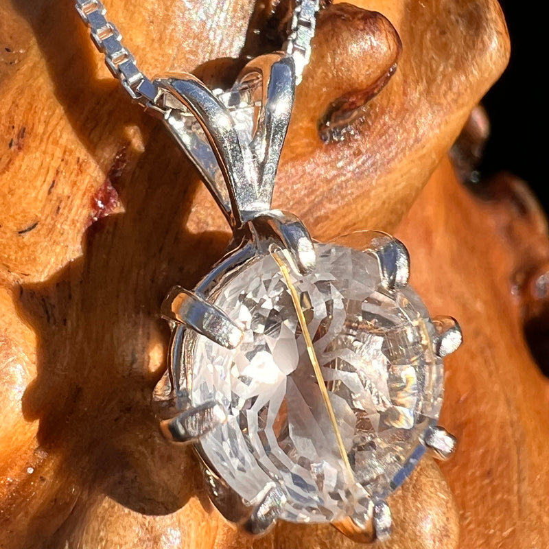 Golden Rutile Spider Quartz Pendant Sterling Silver #7795-Moldavite Life