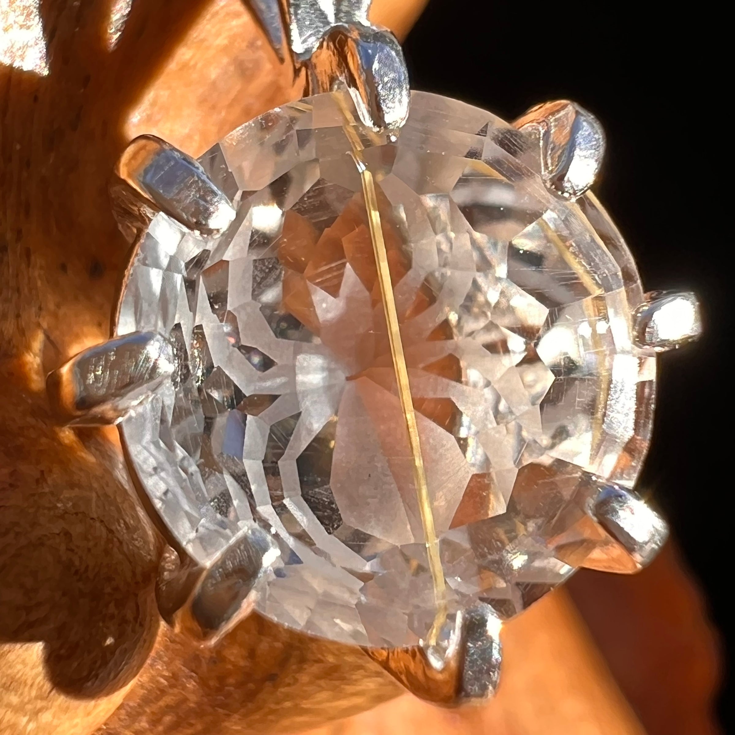 Golden Rutile Spider Quartz Pendant Sterling Silver #7795-Moldavite Life