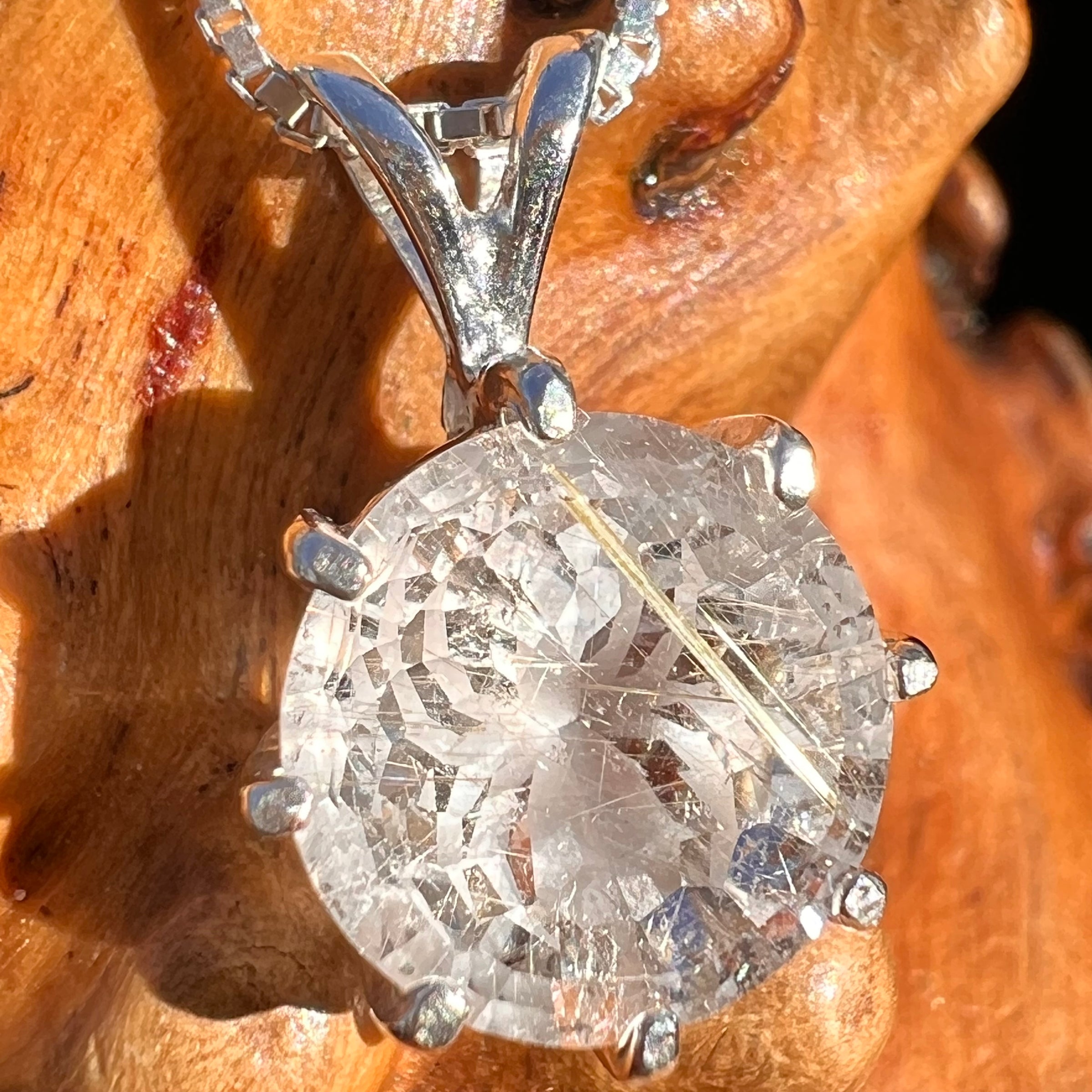 Golden Rutile Spider Quartz Pendant Sterling Silver #7797-Moldavite Life