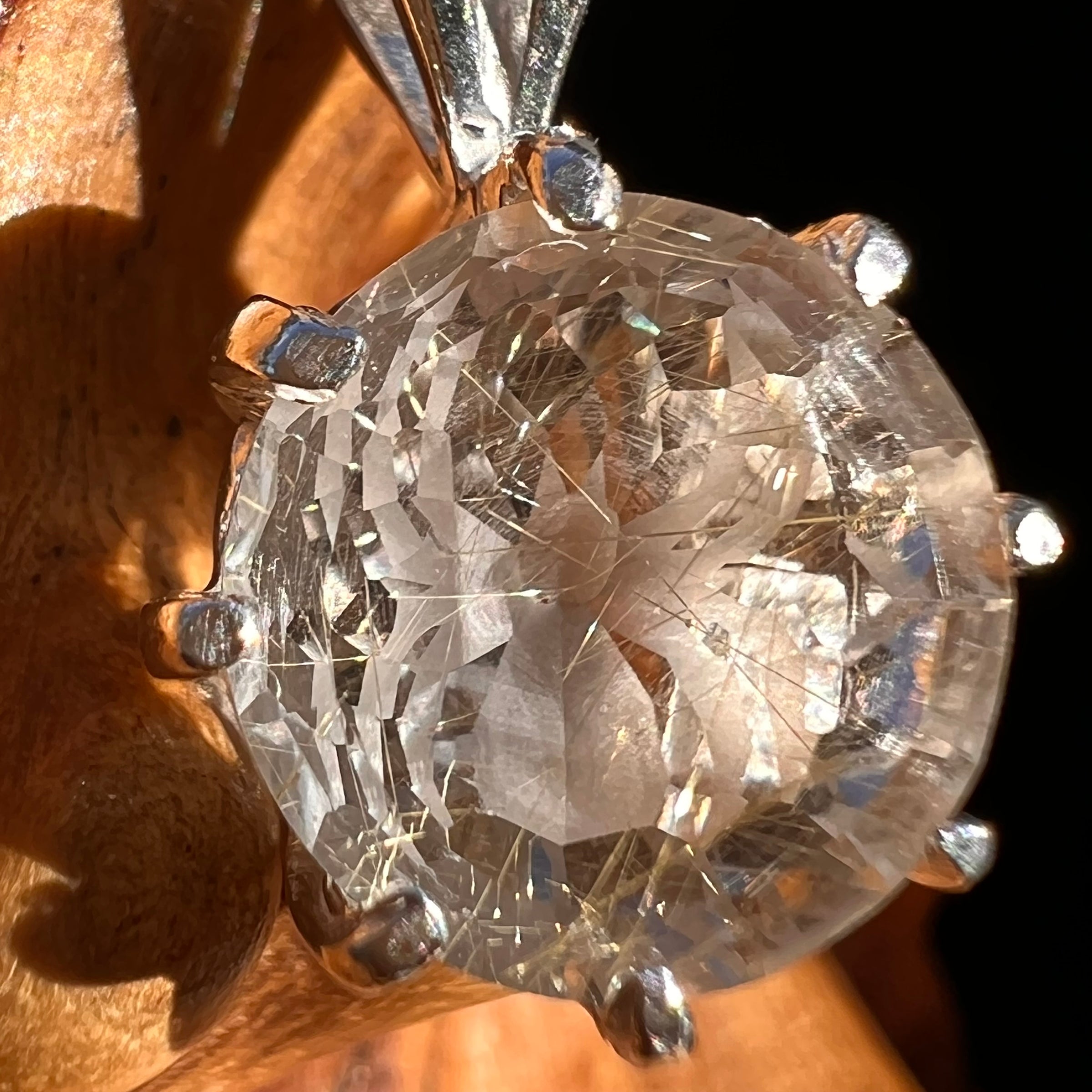 Golden Rutile Spider Quartz Pendant Sterling Silver #7798-Moldavite Life