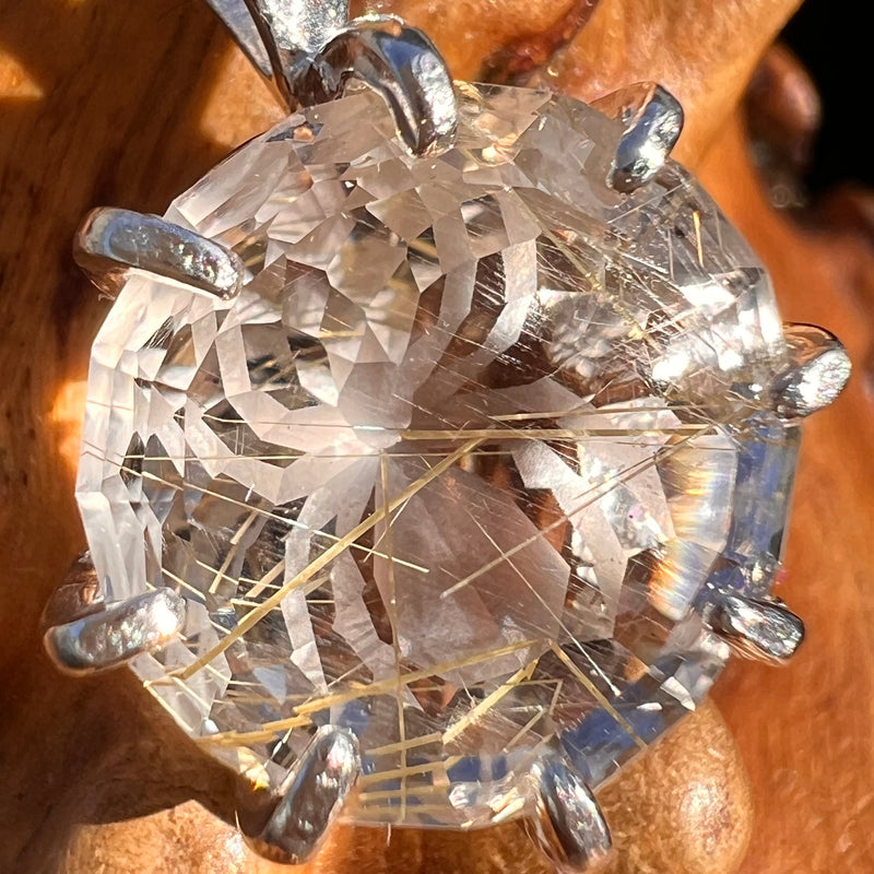 Golden Rutile Spider Quartz Pendant Sterling Silver #7800-Moldavite Life